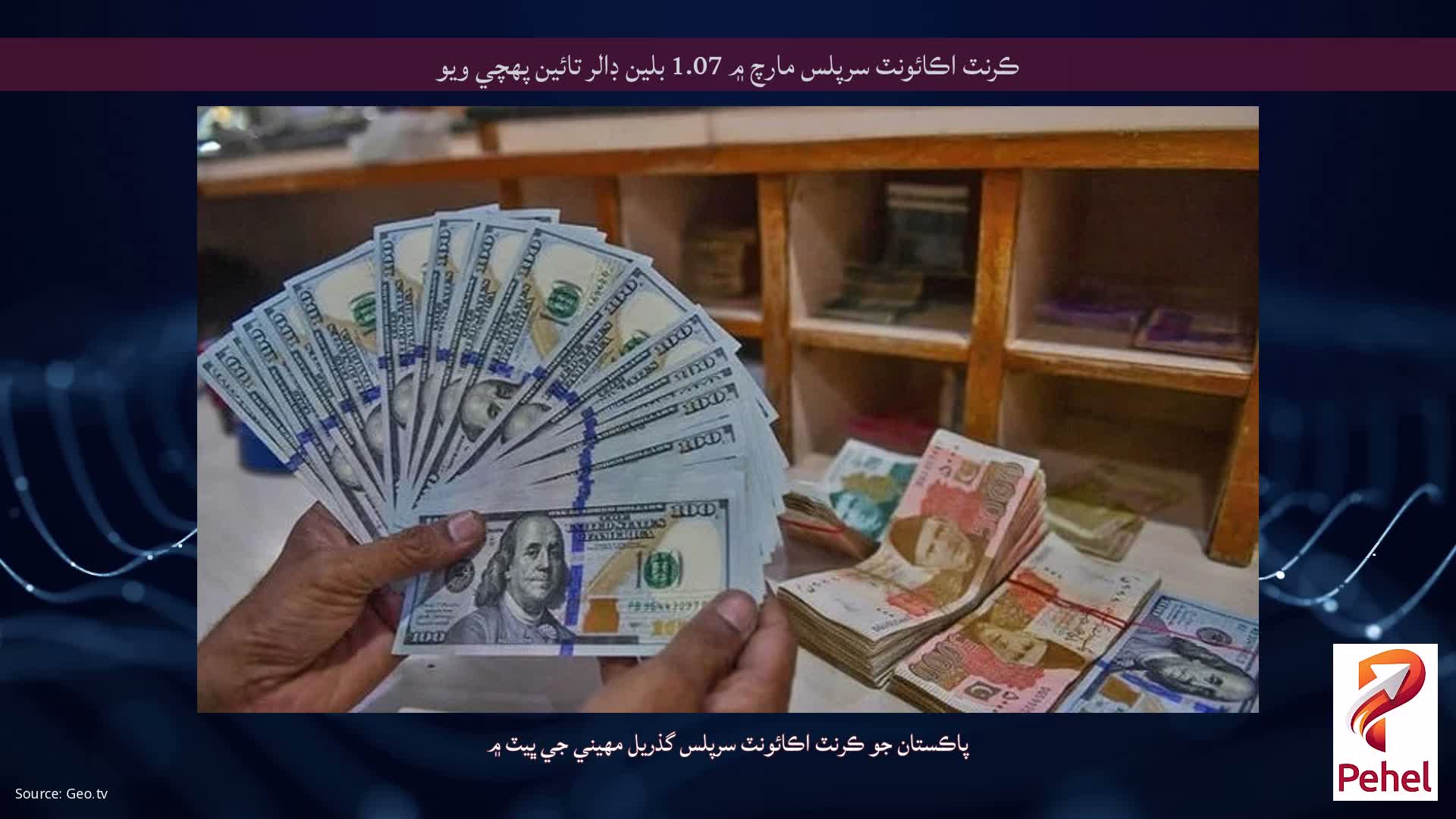 ڪرنٽ اڪائونٽ سرپلس مارچ ۾ 1.07 بلين ڊالر تائين پهچي ويو