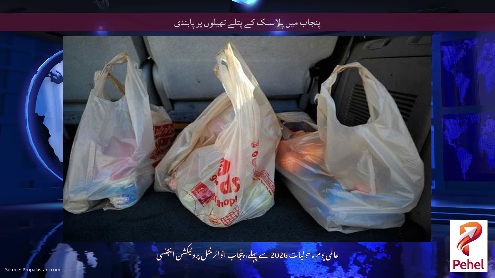 پنجاب میں پلاسٹک کے پتلے تھیلوں پر پابندی