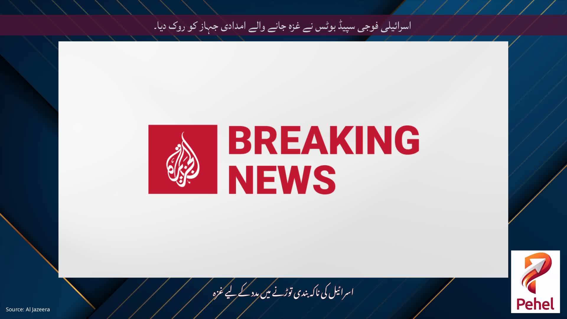 اسرائیلی فوجی سپیڈ بوٹس نے غزہ جانے والے امدادی جہاز کو روک دیا۔