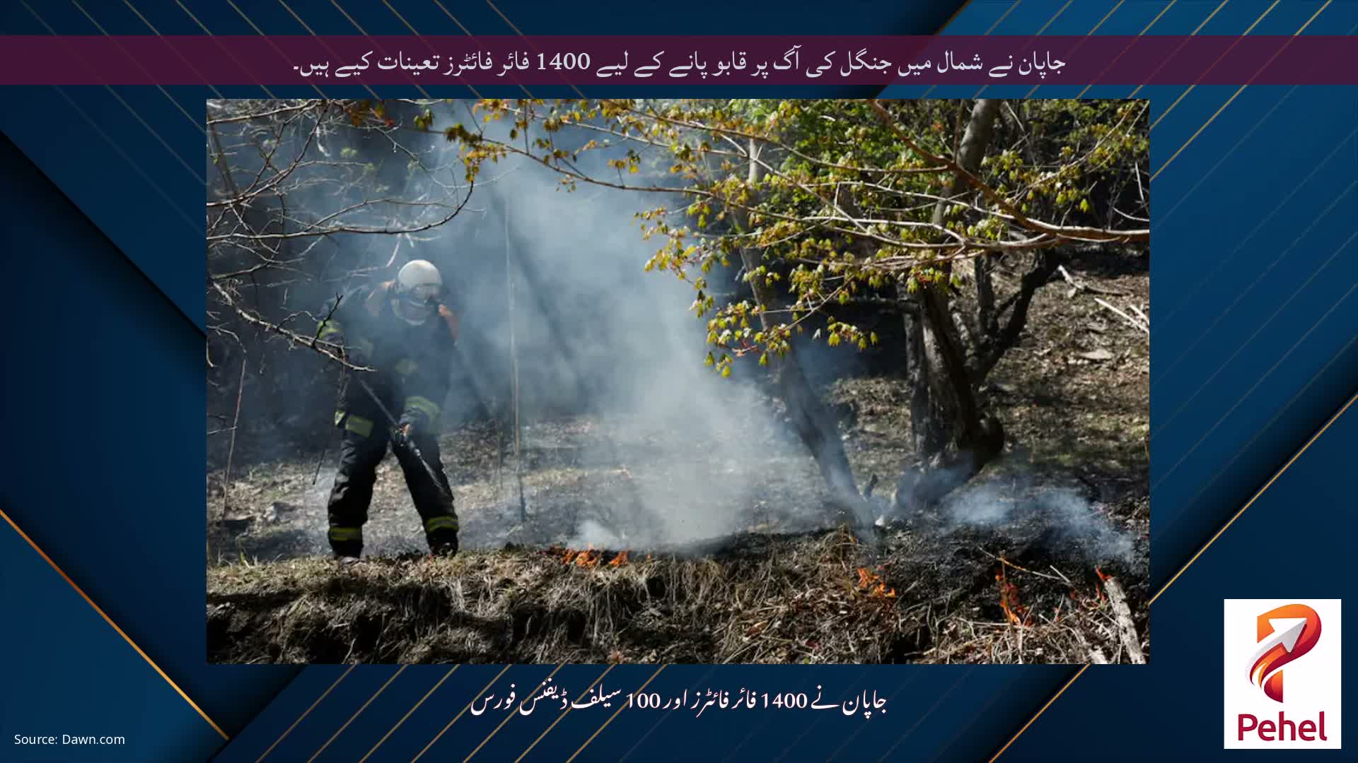 جاپان نے شمال میں جنگل کی آگ پر قابو پانے کے لیے 1400 فائر فائٹرز تعینات کیے ہیں۔