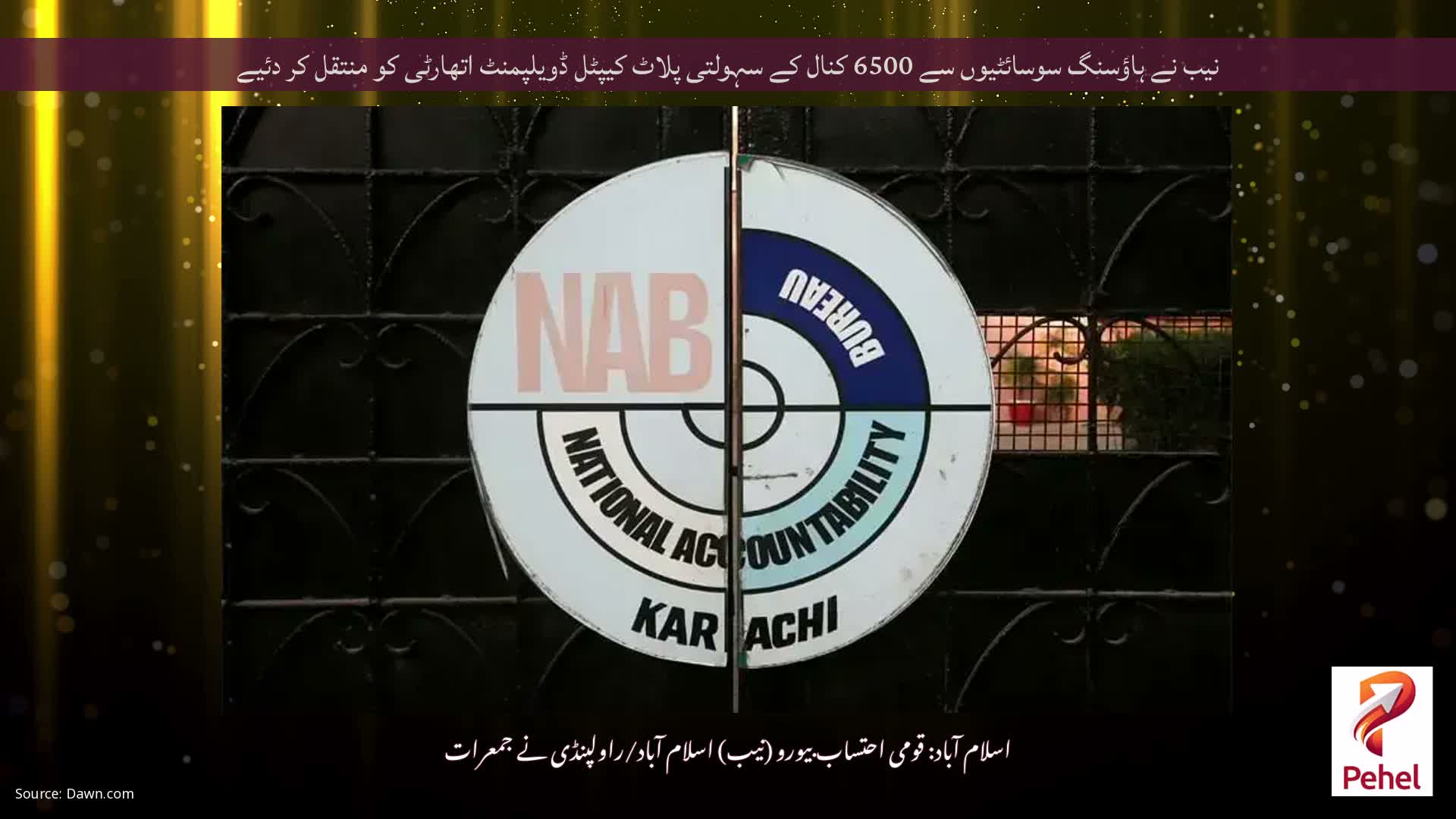 نیب نے ہاؤسنگ سوسائٹیوں سے 6500 کنال کے سہولتی پلاٹ کیپٹل ڈویلپمنٹ اتھارٹی کو منتقل کر دئیے