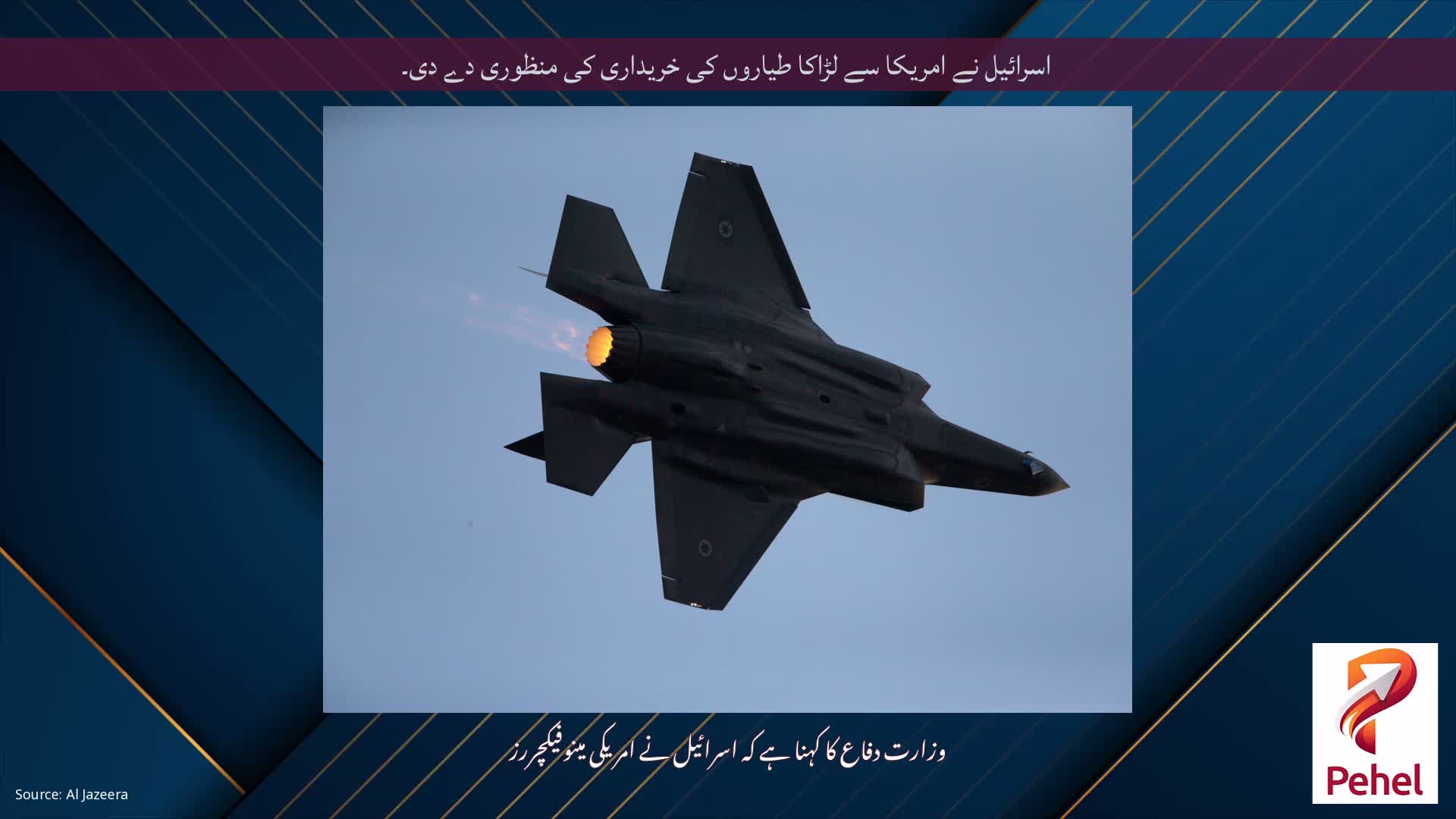 اسرائیل نے امریکا سے لڑاکا طیاروں کی خریداری کی منظوری دے دی۔
