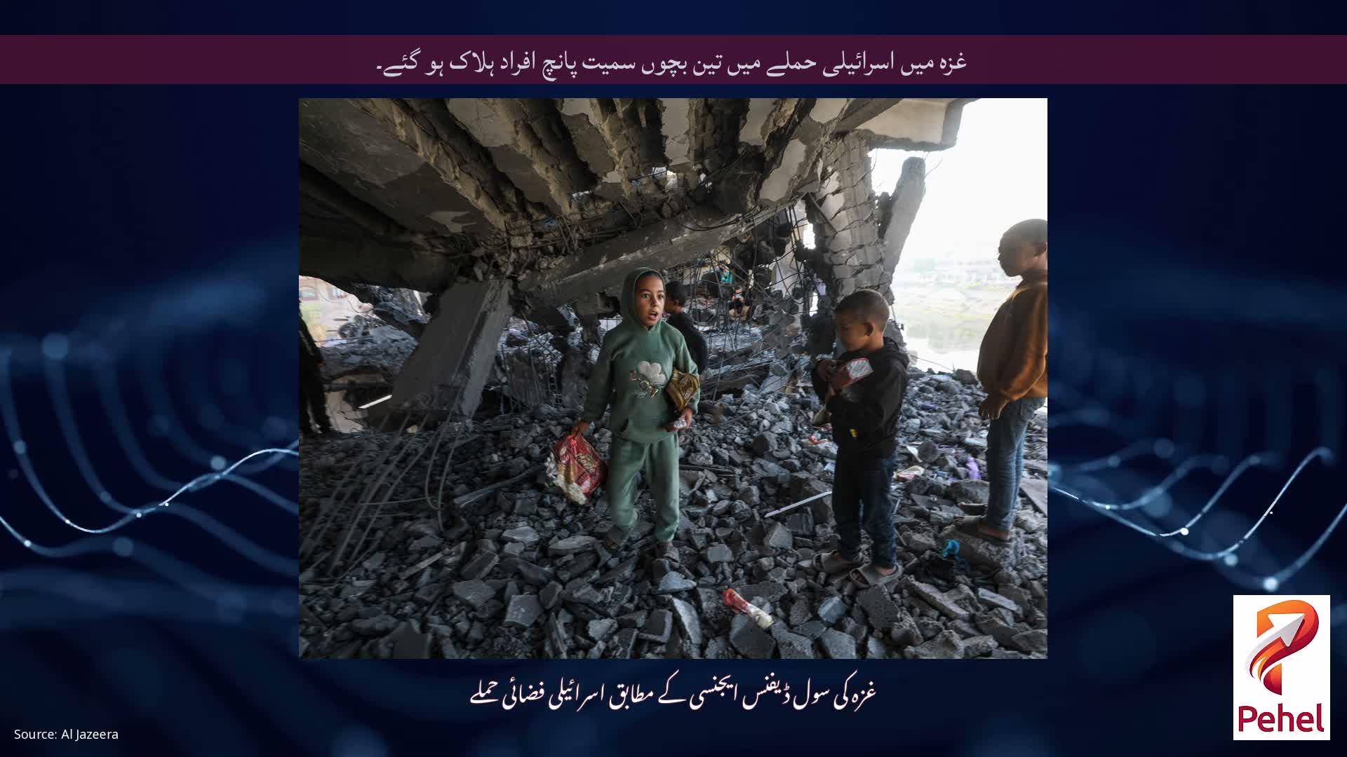 غزہ میں اسرائیلی حملے میں تین بچوں سمیت پانچ افراد ہلاک ہو گئے۔