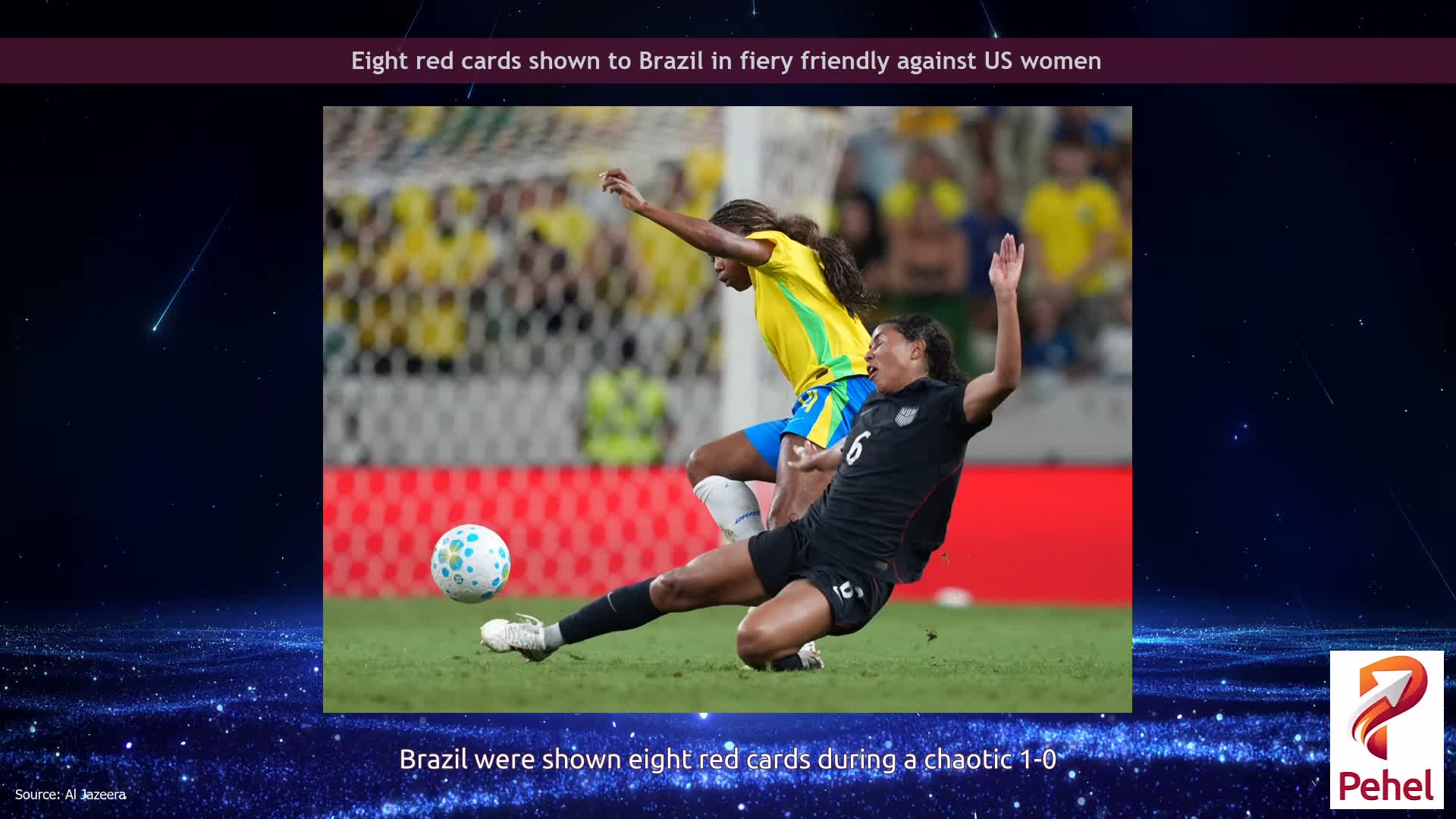 Eight red cards shown to Brazil in fiery friendly against US women