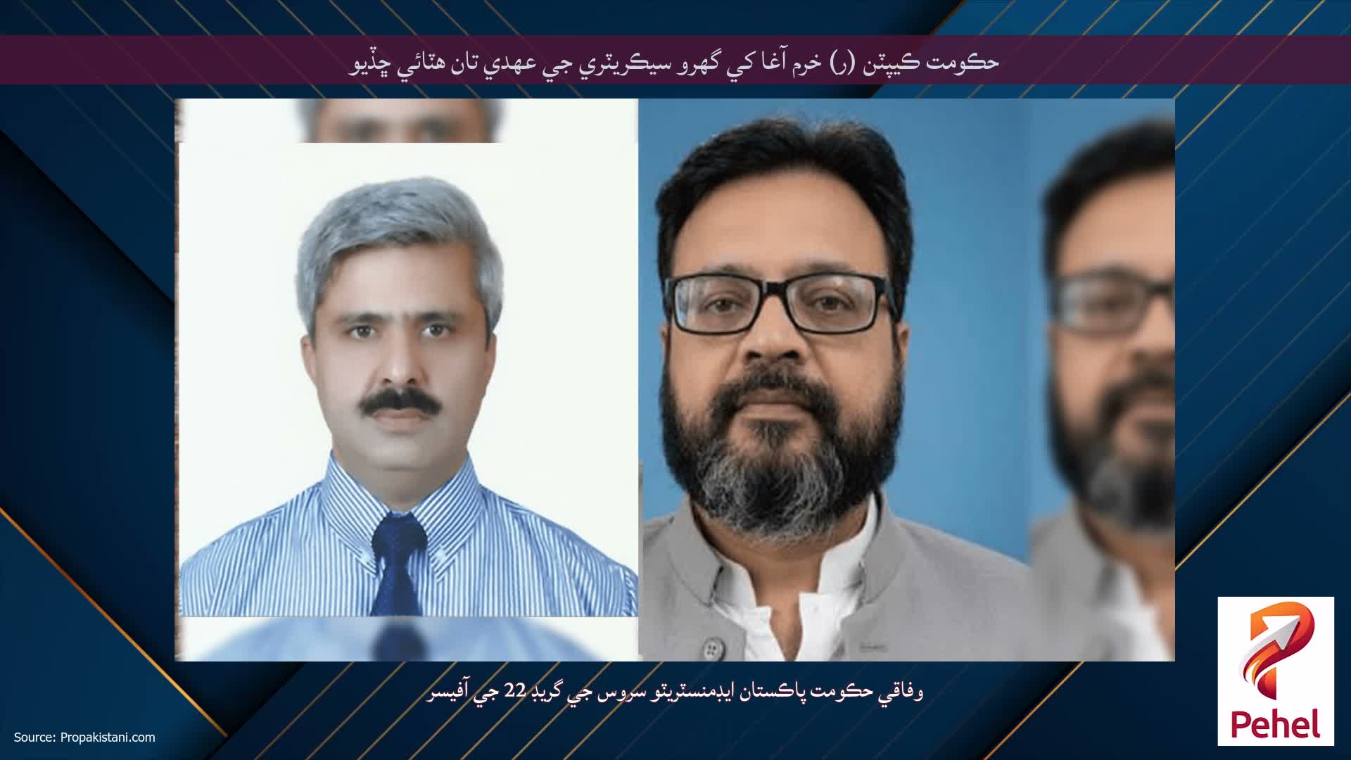 حڪومت ڪيپٽن (ر) خرم آغا کي گهرو سيڪريٽري جي عهدي تان هٽائي ڇڏيو