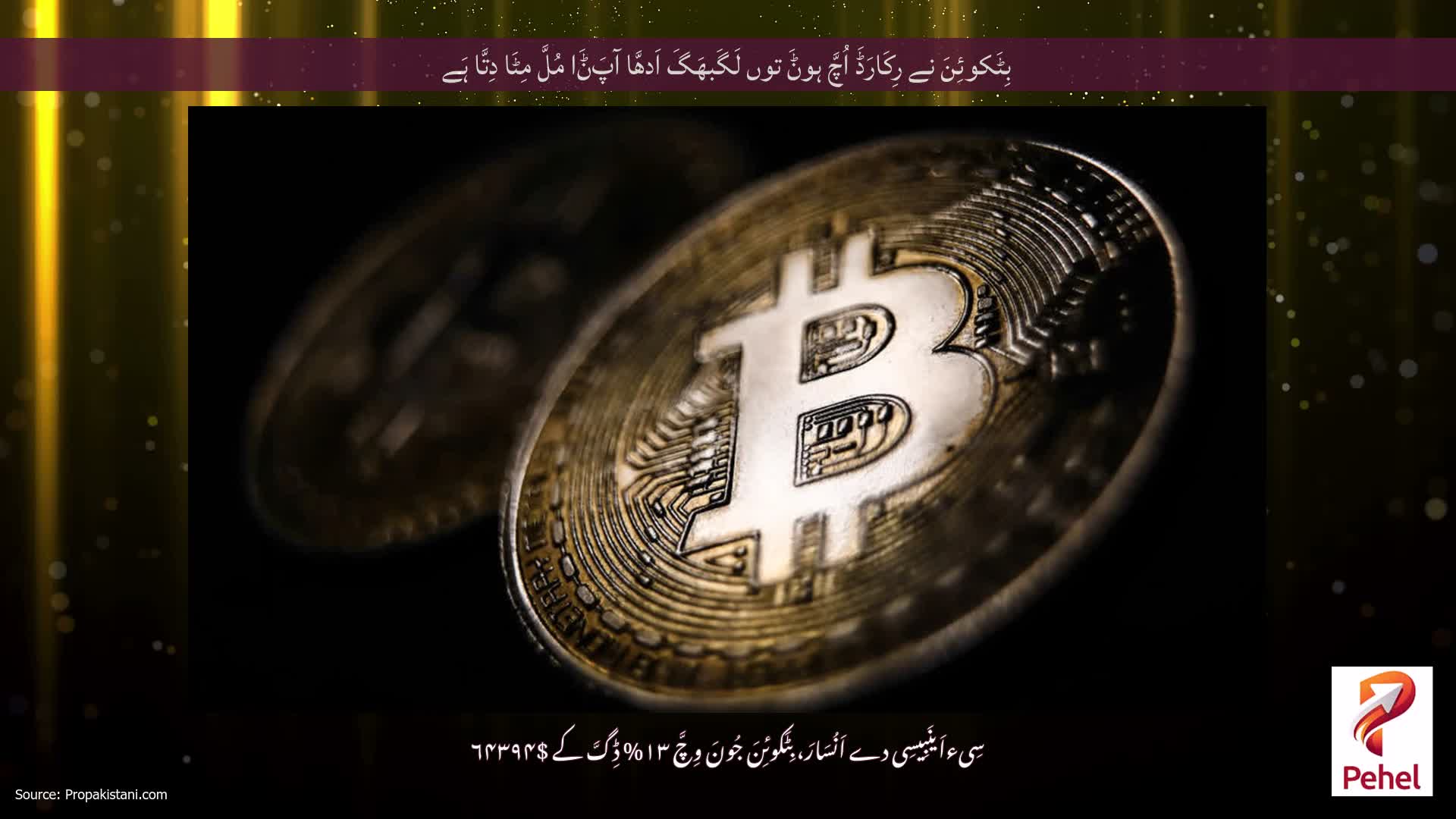 بِٹَکوئِنَ نے رِکَارَڈَ اُچَّ ہوݨَ توں لَگَبھَگَ اَدھَّا آپَݨَا مُلَّ مِٹَا دِتَّا ہَے
