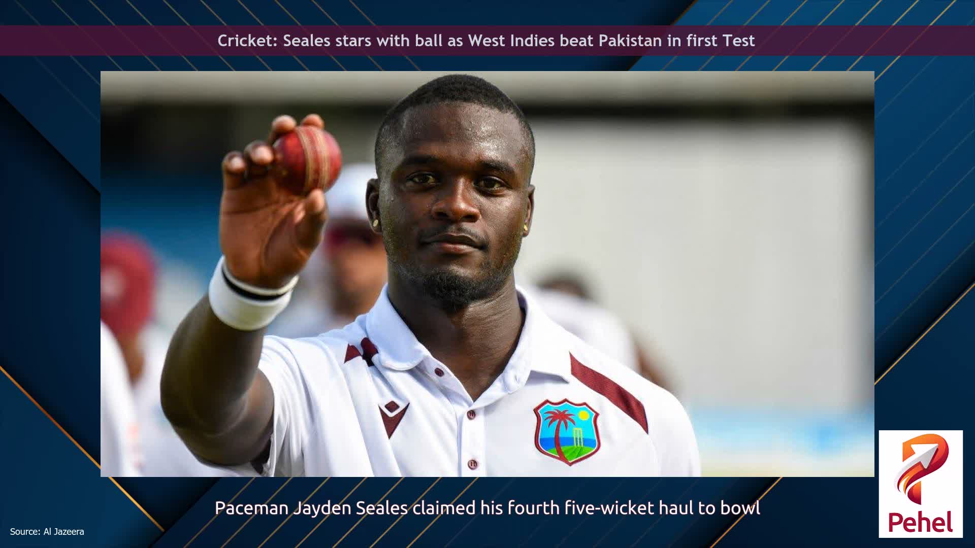 Cricket: Seales stars with ball as West Indies beat Pakistan in first Test
