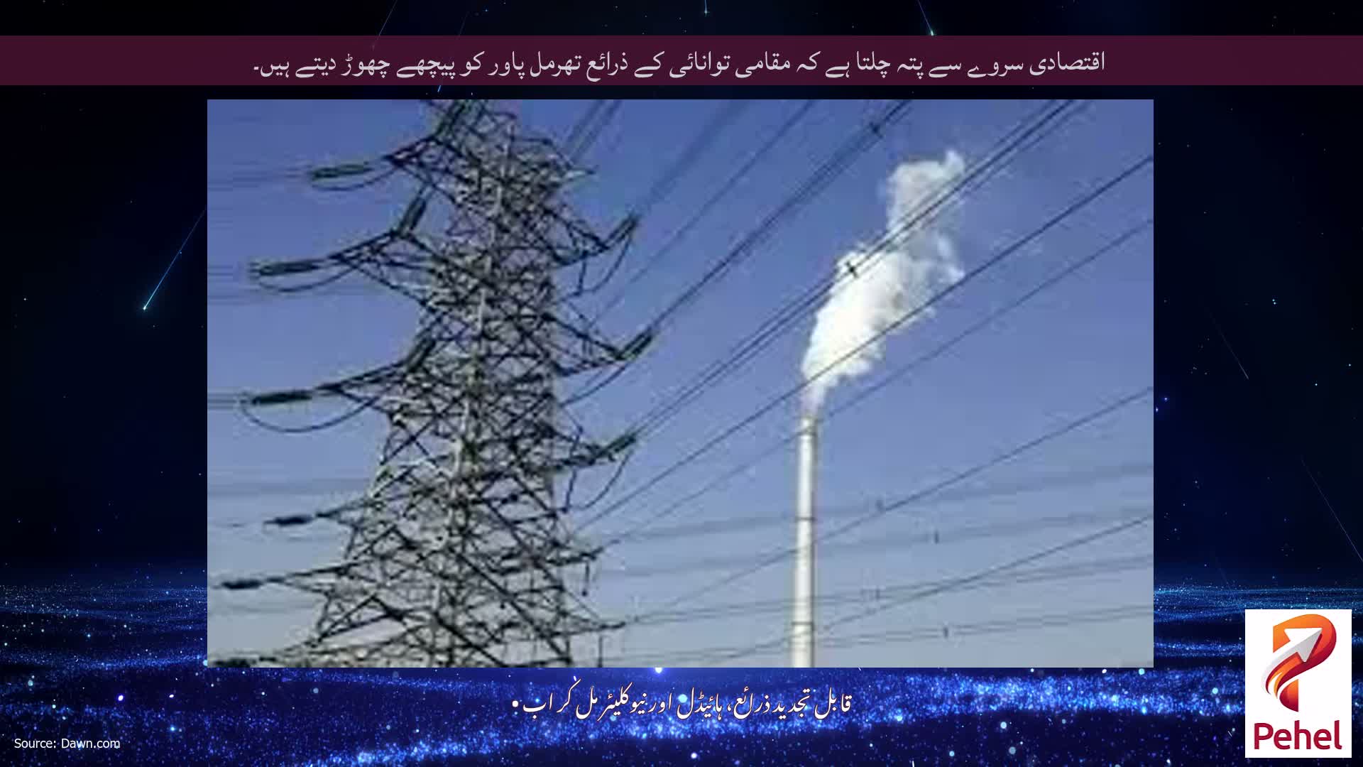 اقتصادی سروے سے پتہ چلتا ہے کہ مقامی توانائی کے ذرائع تھرمل پاور کو پیچھے چھوڑ دیتے ہیں۔