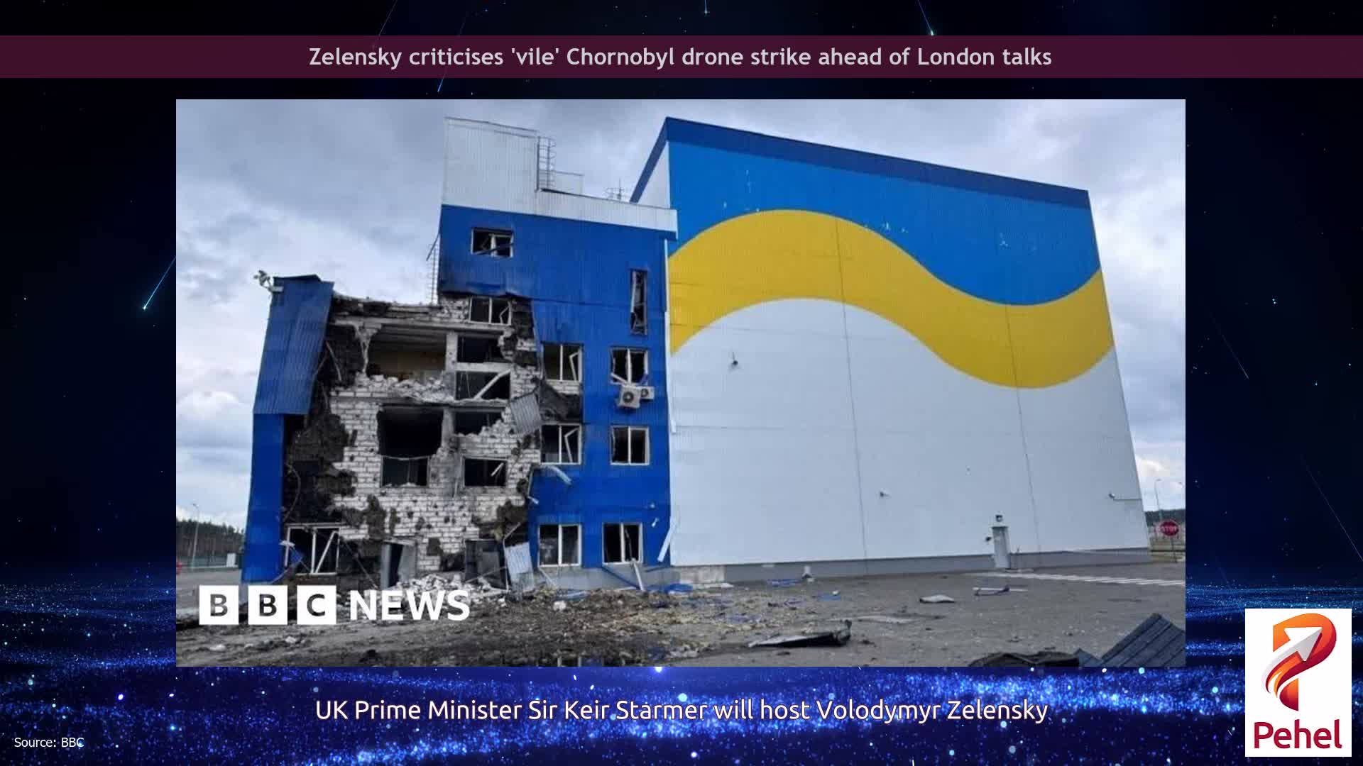 Zelensky criticises 'vile' Chornobyl drone strike ahead of London talks