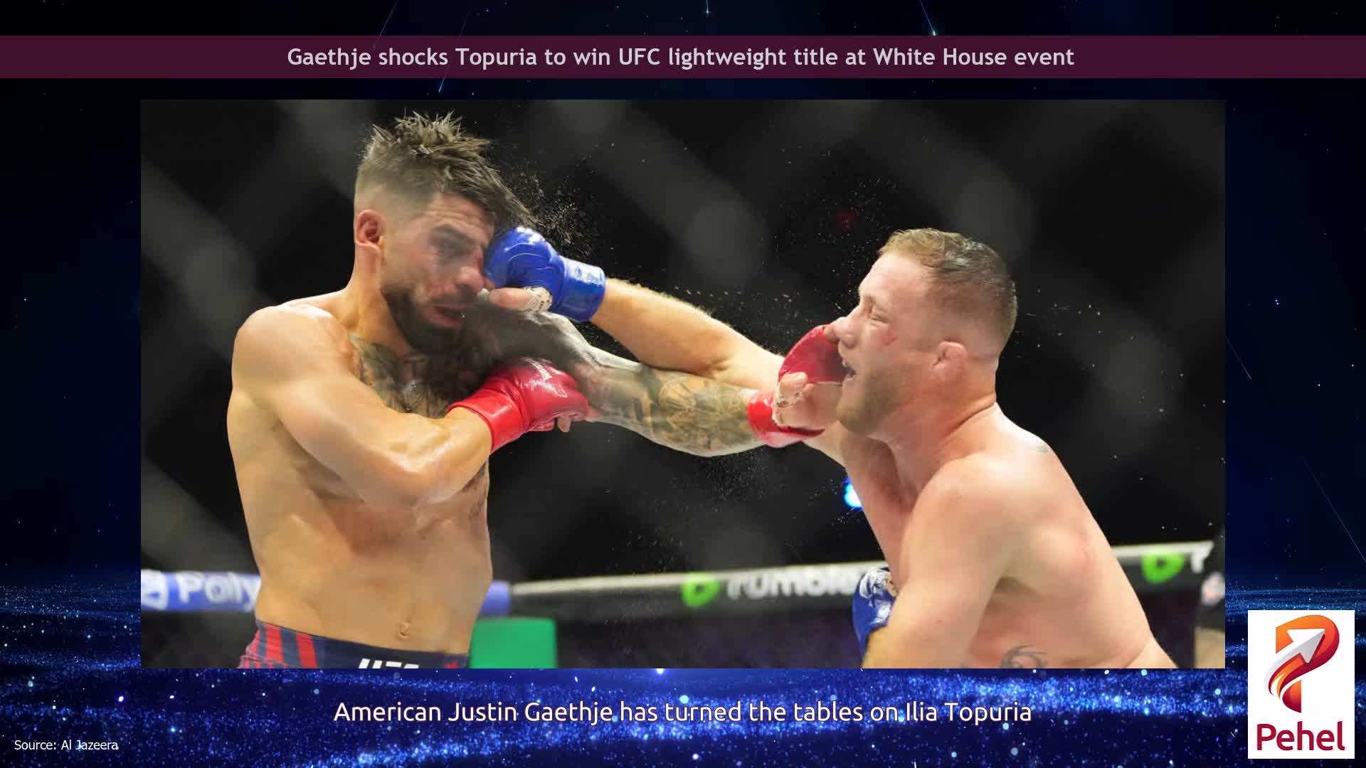 Gaethje shocks Topuria to win UFC lightweight title at White House event
