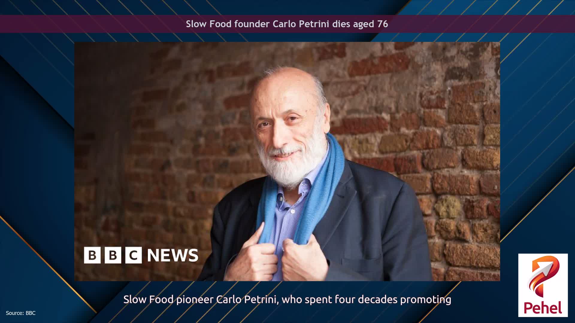 Slow Food founder Carlo Petrini dies aged 76