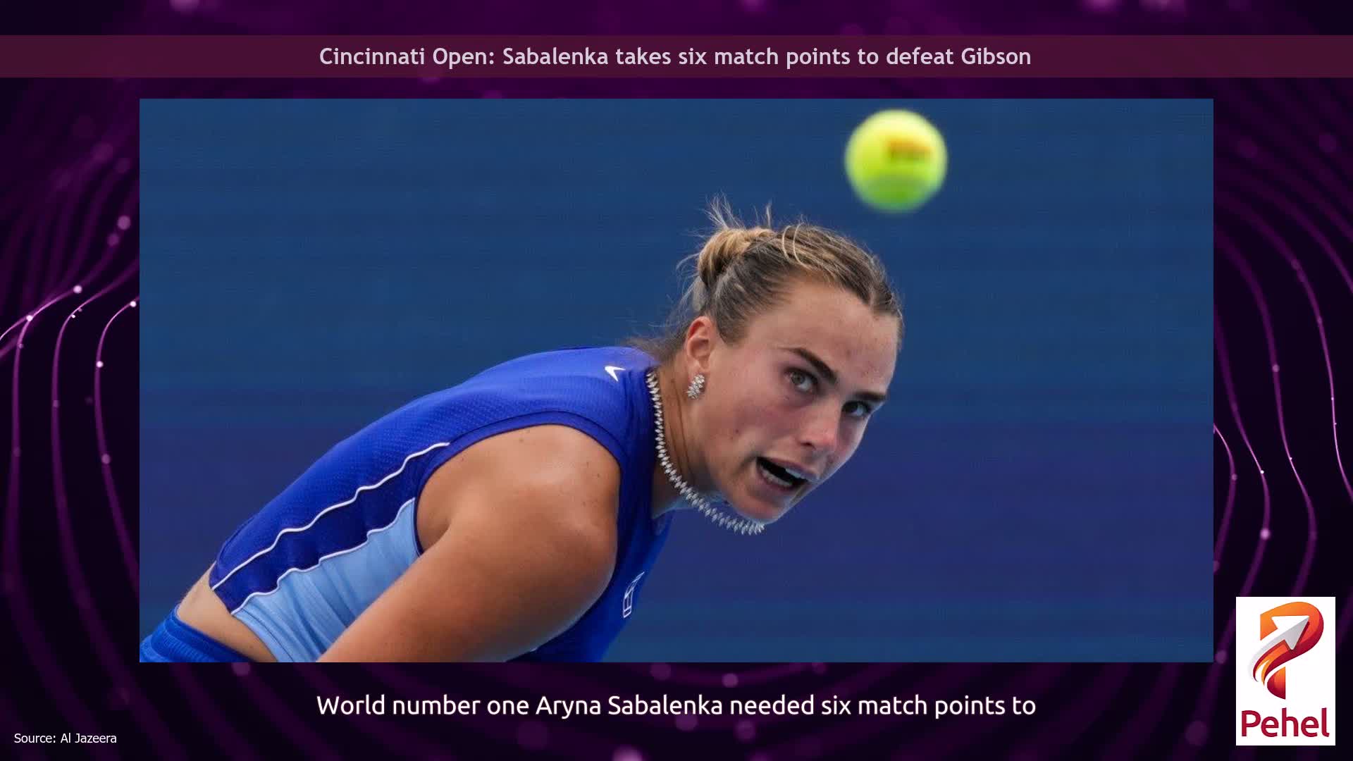 Cincinnati Open: Sabalenka takes six match points to defeat Gibson