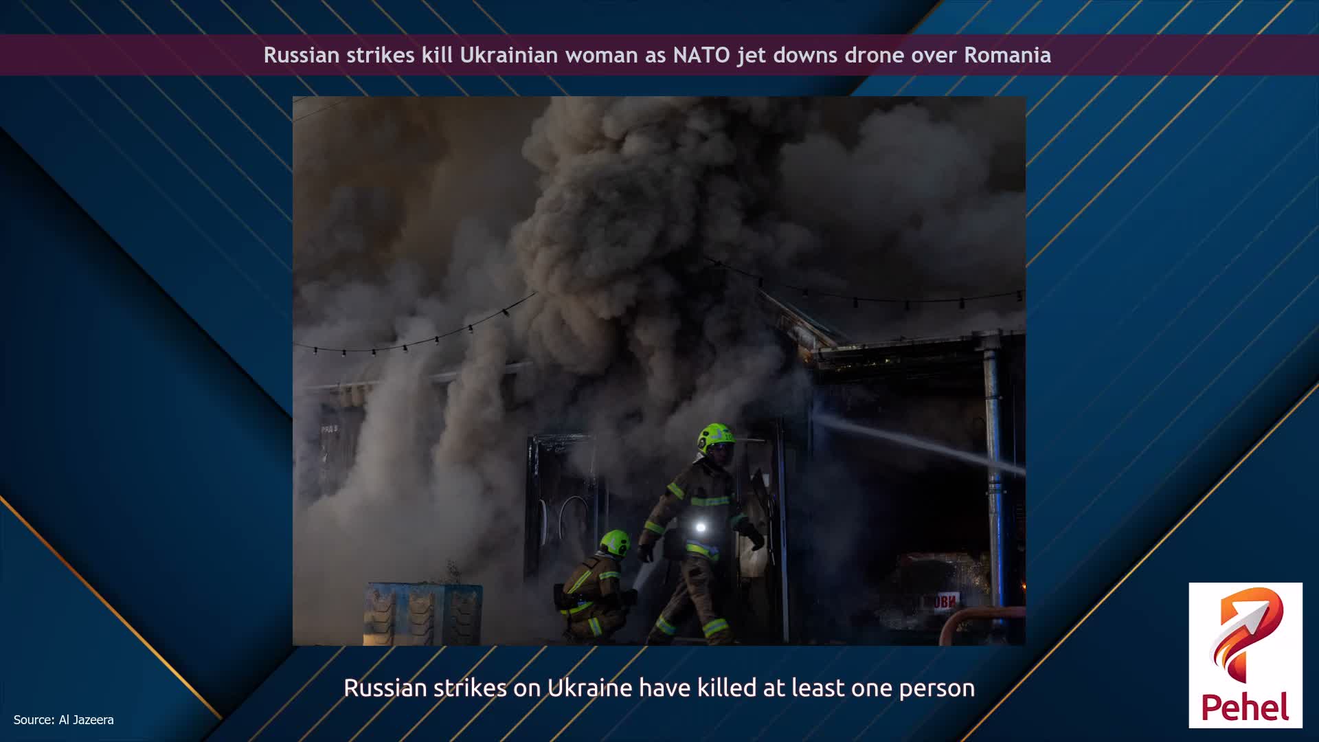 Russian strikes kill Ukrainian woman as NATO jet downs drone over Romania
