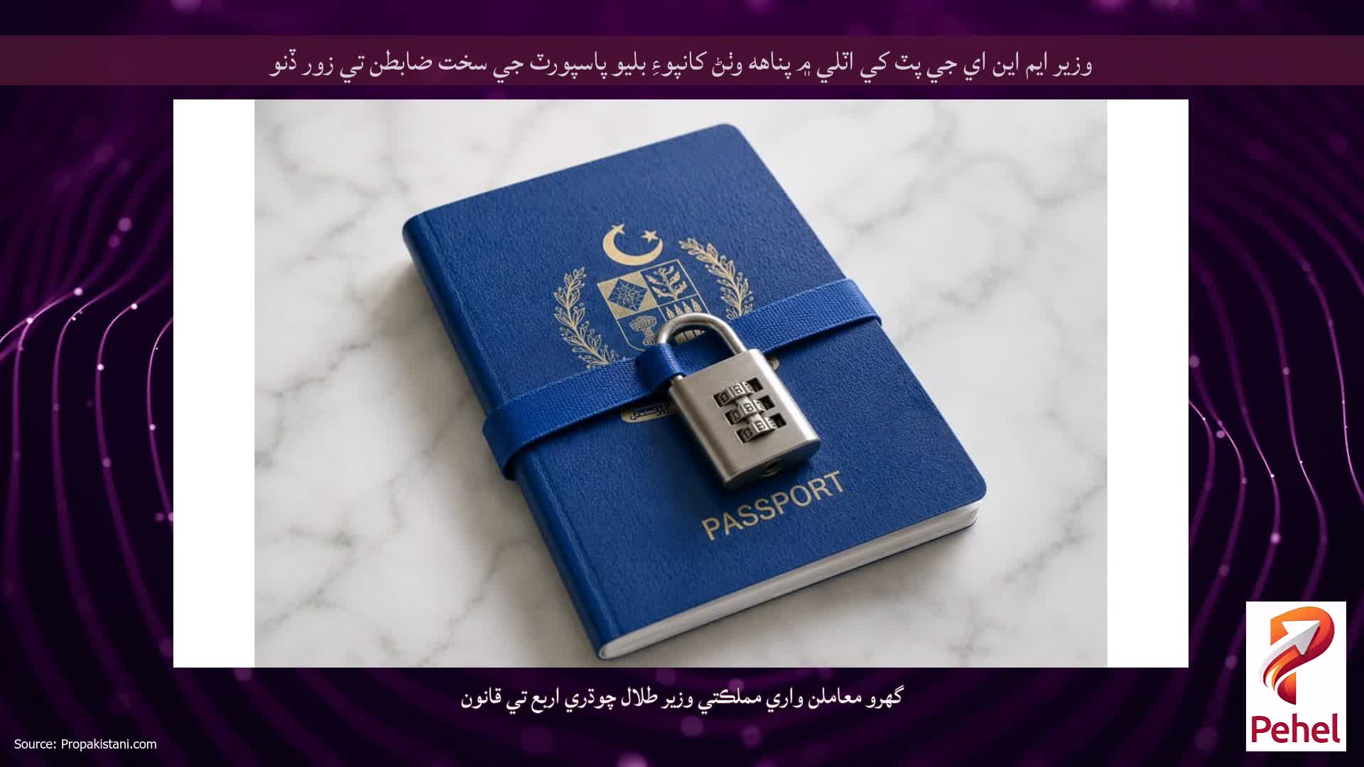 وزير ايم اين اي جي پٽ کي اٽلي ۾ پناهه وٺڻ کانپوءِ بليو پاسپورٽ جي سخت ضابطن تي زور ڏنو
