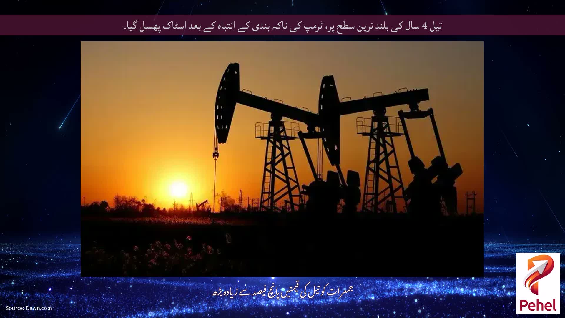 تیل 4 سال کی بلند ترین سطح پر، ٹرمپ کی ناکہ بندی کے انتباہ کے بعد اسٹاک پھسل گیا۔