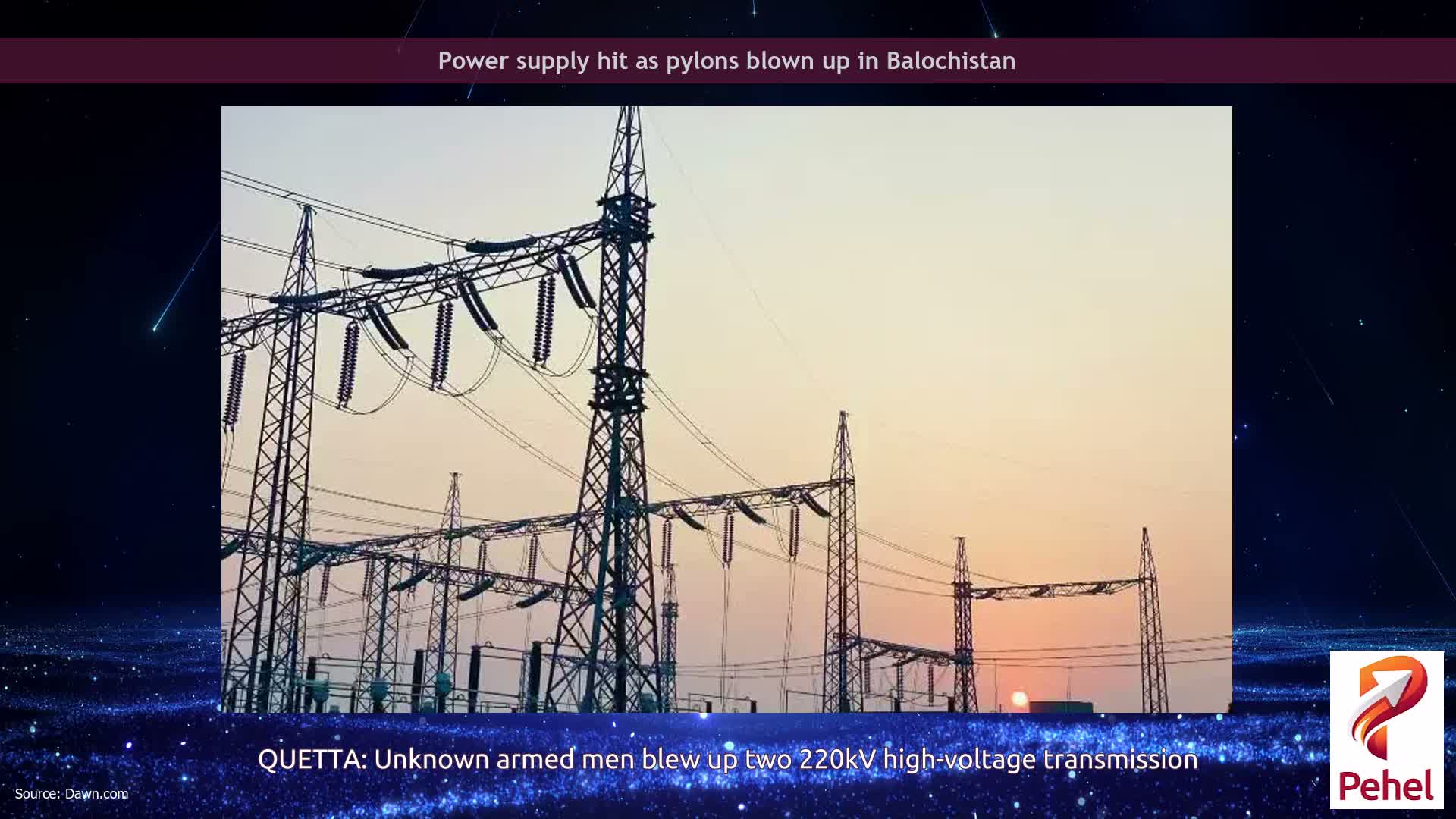 Power supply hit as pylons blown up in Balochistan