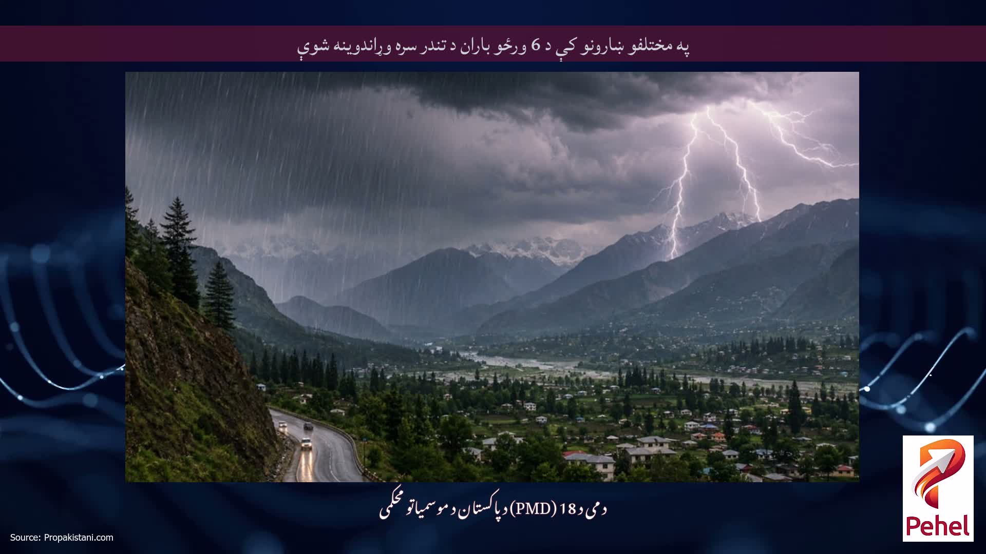 په مختلفو ښارونو کې د 6 ورځو باران د تندر سره وړاندوینه شوې