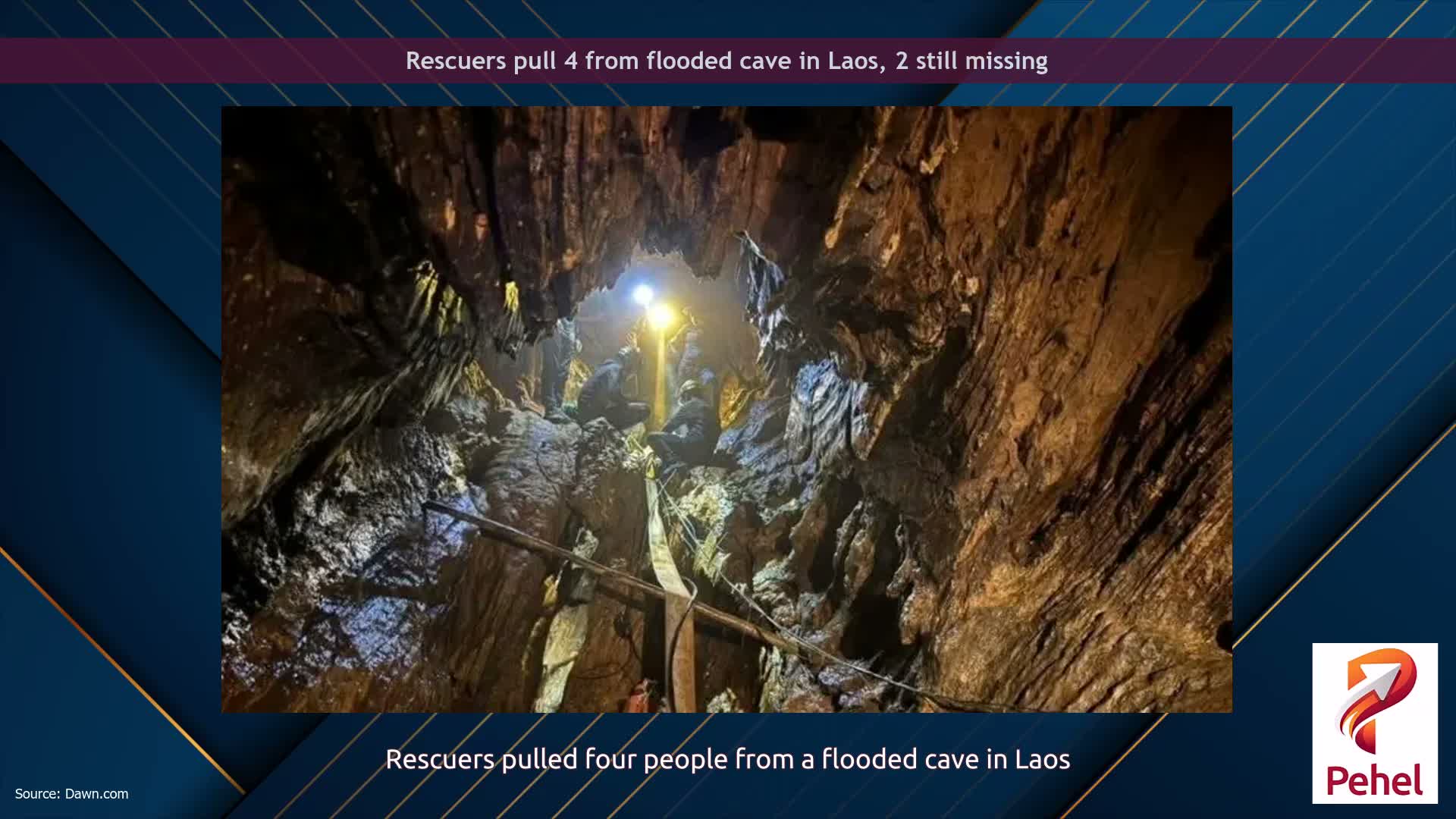Rescuers pull 4 from flooded cave in Laos, 2 still missing