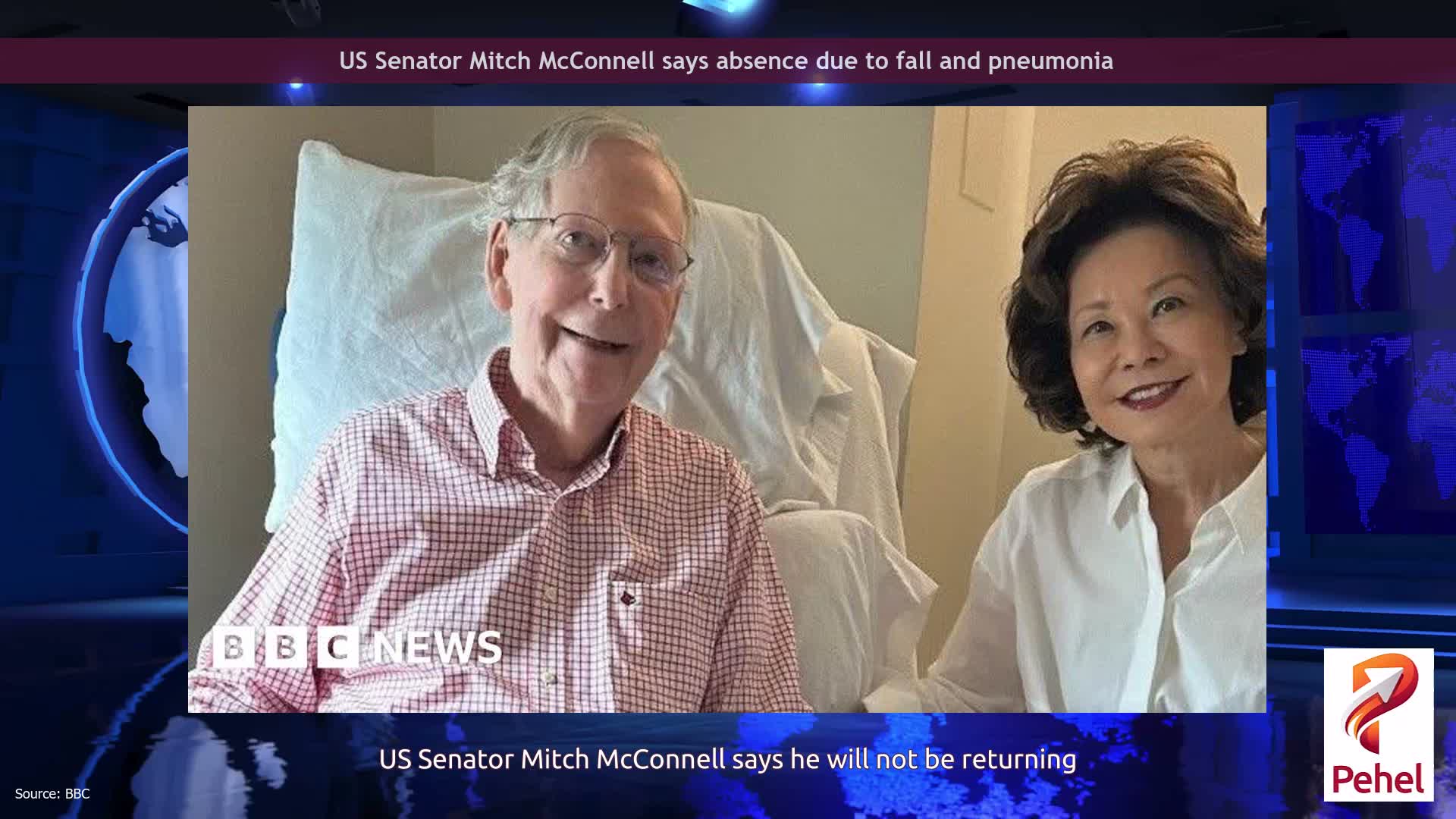 US Senator Mitch McConnell says absence due to fall and pneumonia