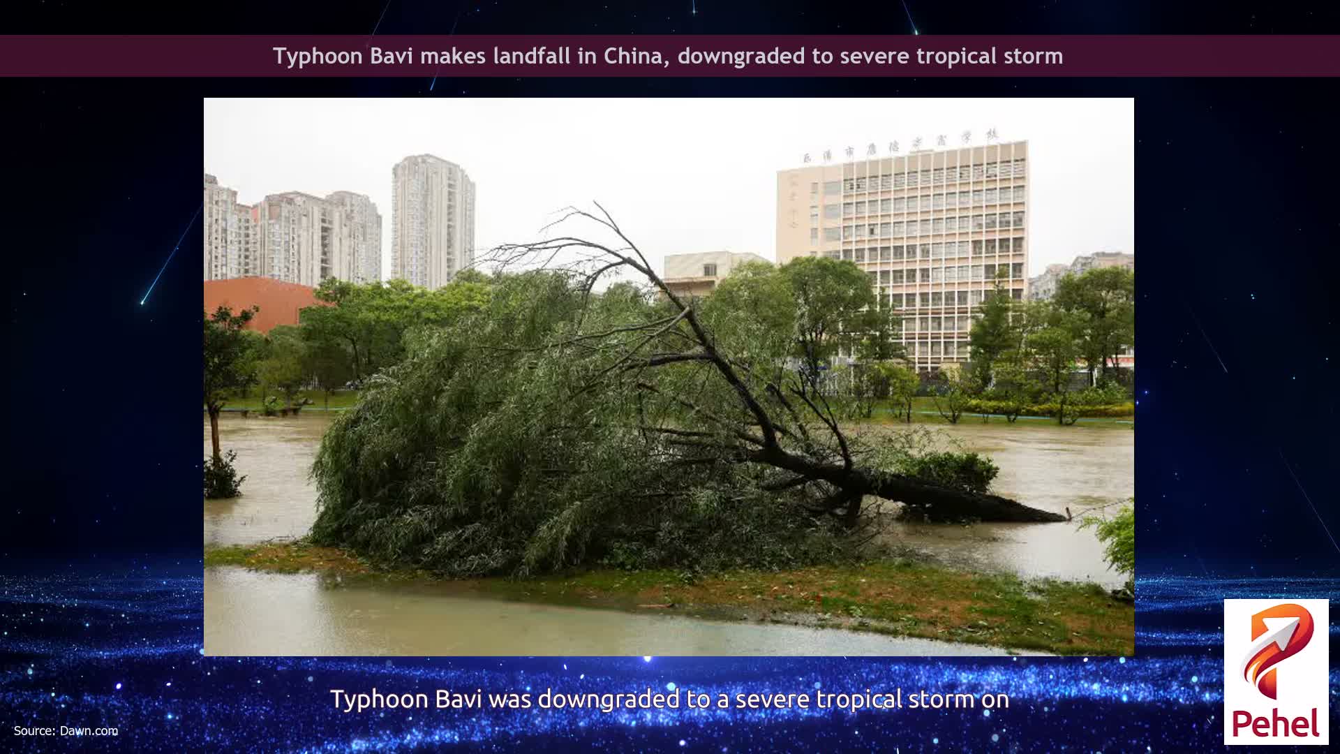 Typhoon Bavi makes landfall in China, downgraded to severe tropical storm