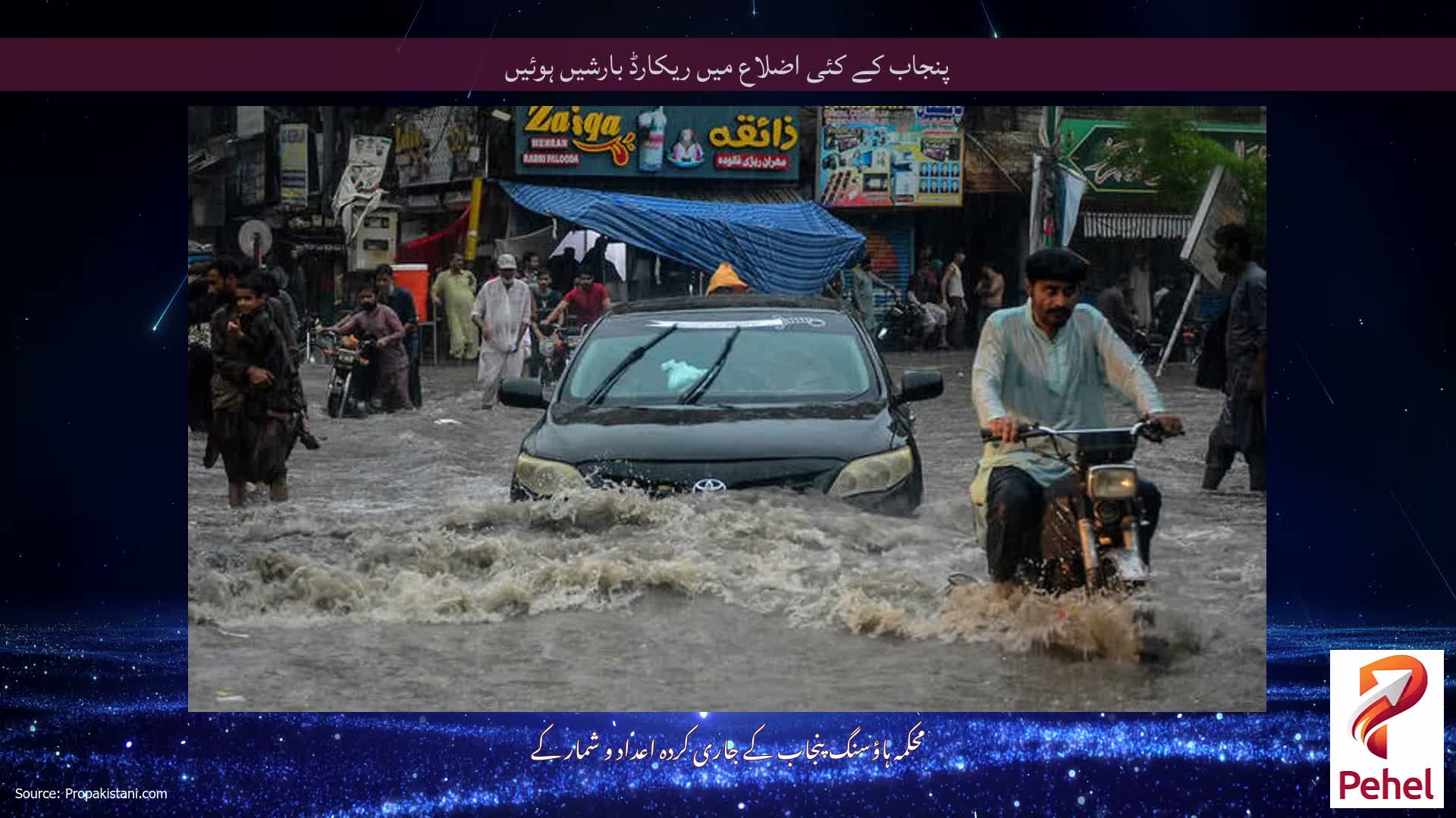 پنجاب کے کئی اضلاع میں ریکارڈ بارشیں ہوئیں