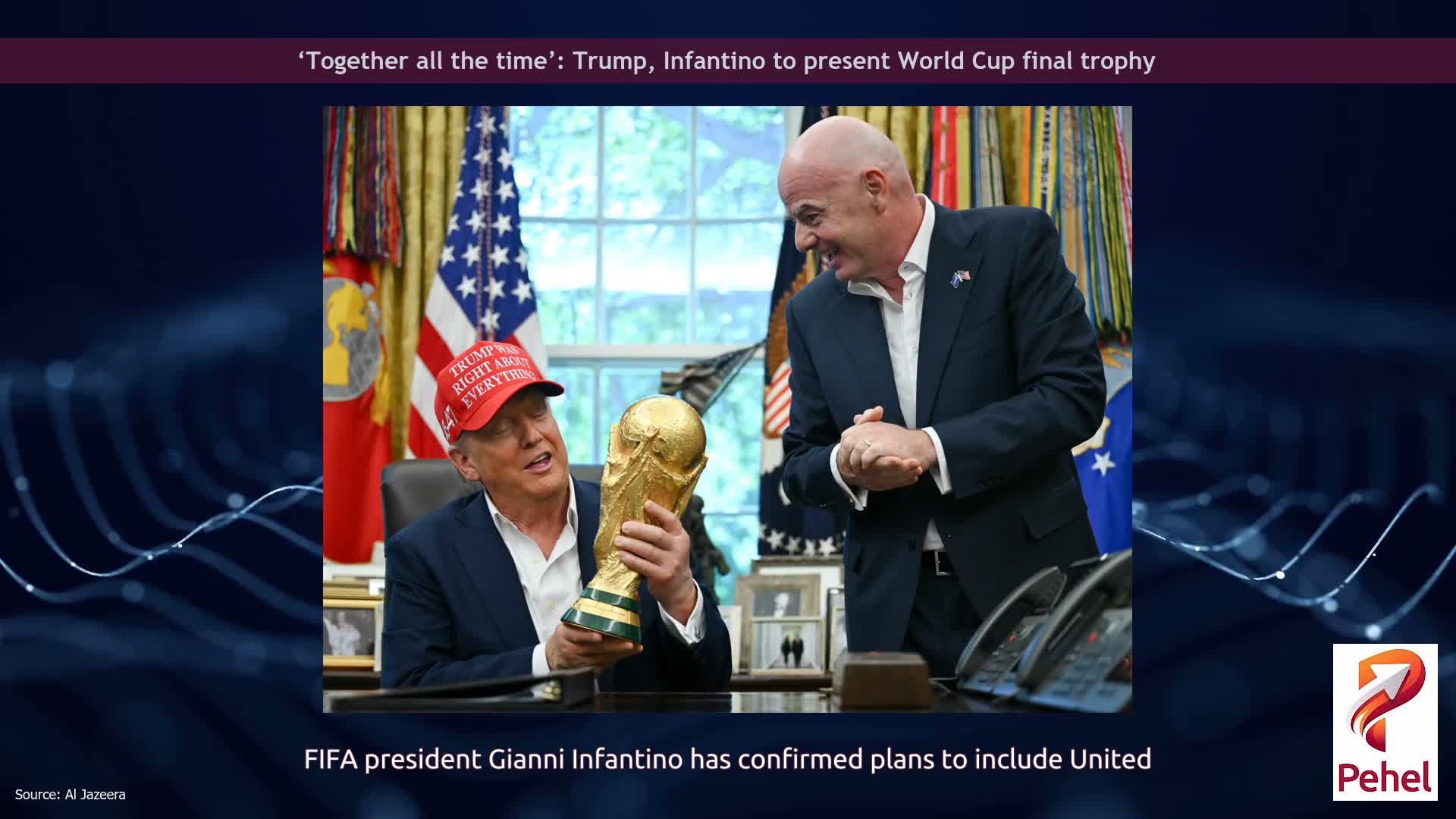 ‘Together all the time’: Trump, Infantino to present World Cup final trophy