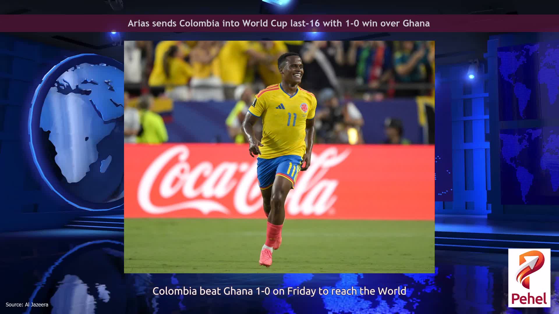 Arias sends Colombia into World Cup last-16 with 1-0 win over Ghana