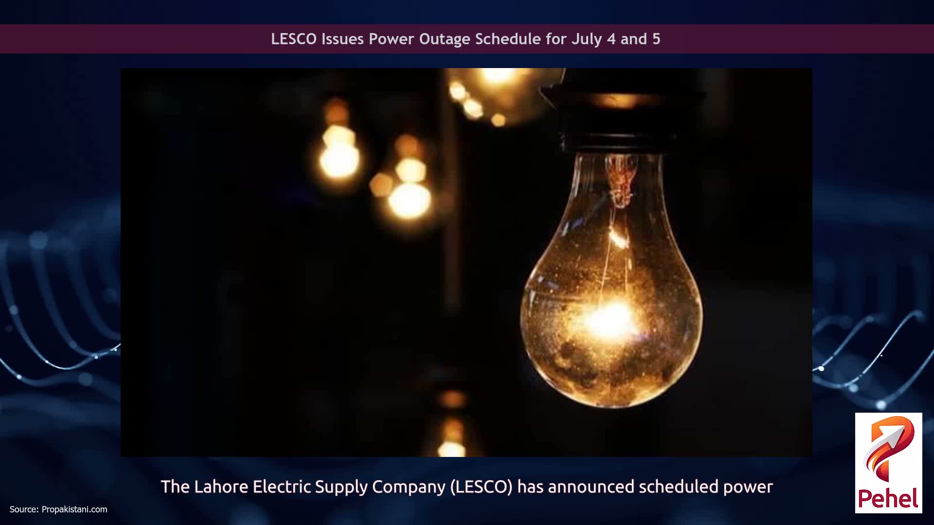 LESCO Issues Power Outage Schedule for July 4 and 5