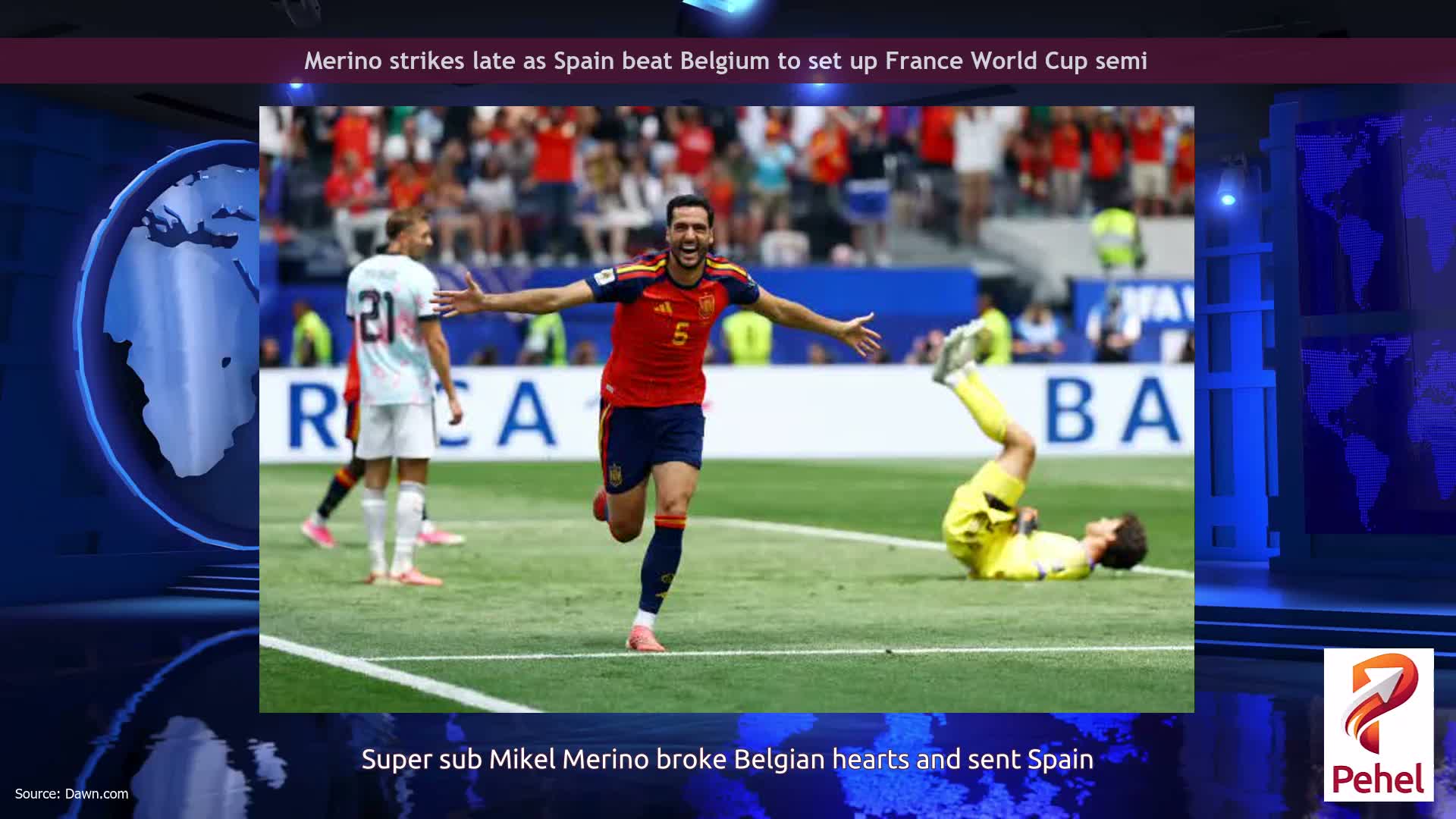 Merino strikes late as Spain beat Belgium to set up France World Cup semi