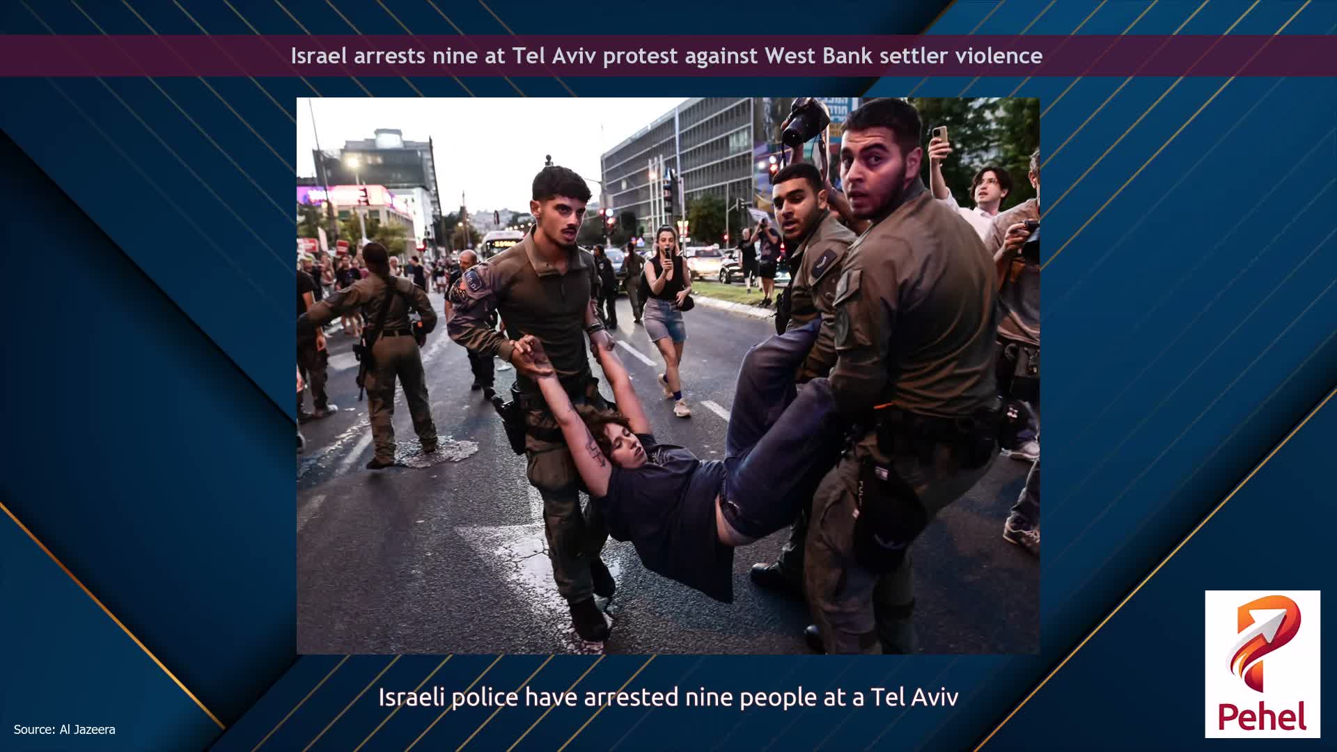 Israel arrests nine at Tel Aviv protest against West Bank settler violence
