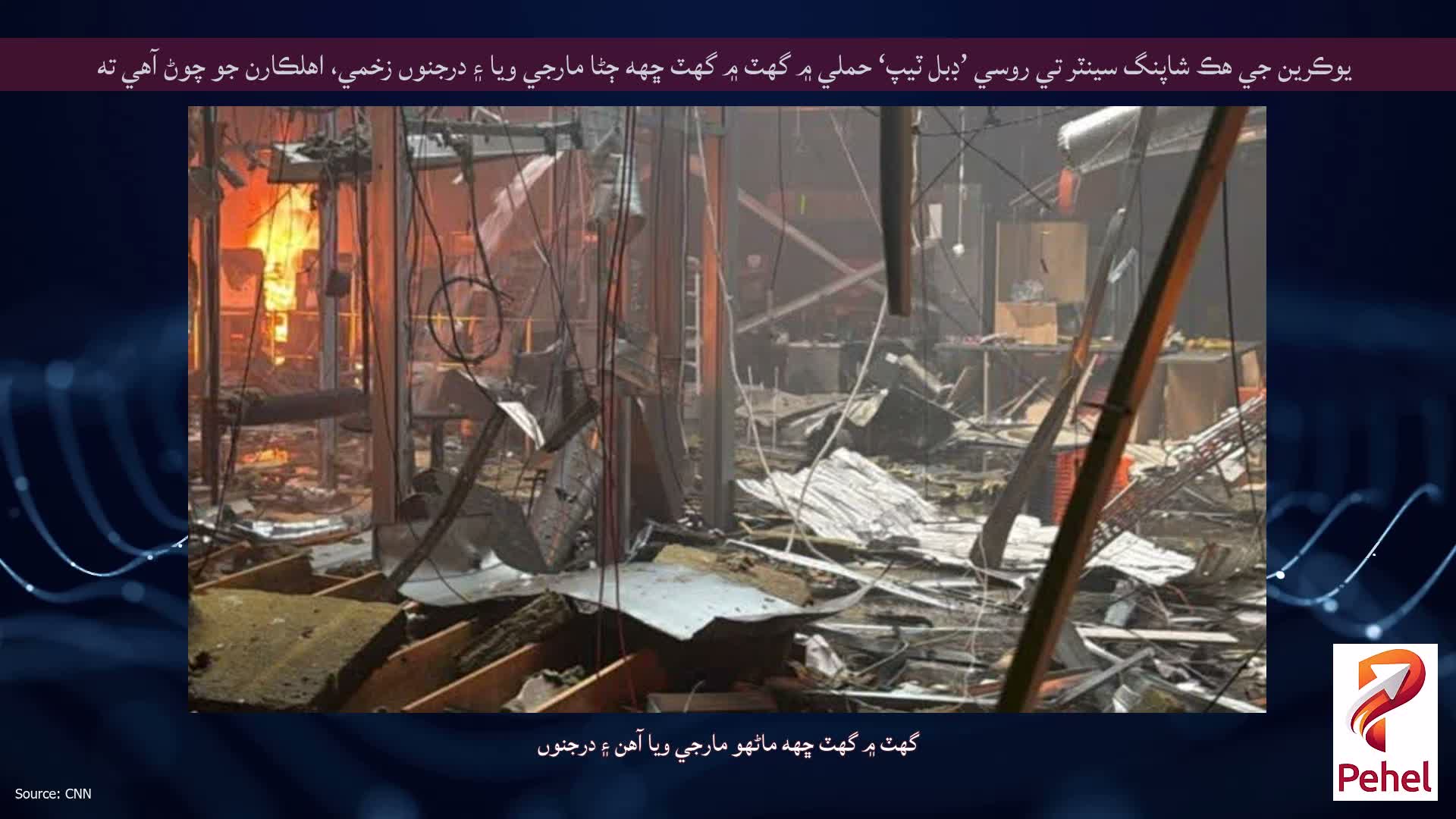 يوڪرين جي هڪ شاپنگ سينٽر تي روسي ’ڊبل ٽيپ‘ حملي ۾ گهٽ ۾ گهٽ ڇهه ڄڻا مارجي ويا ۽ درجنوں زخمي، اهلڪارن جو چوڻ آهي ته