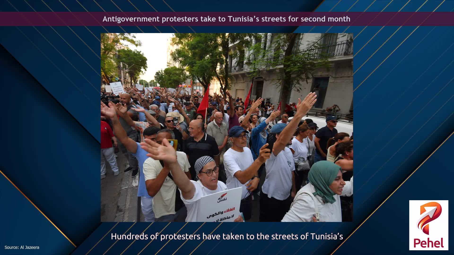 Antigovernment protesters take to Tunisia’s streets for second month