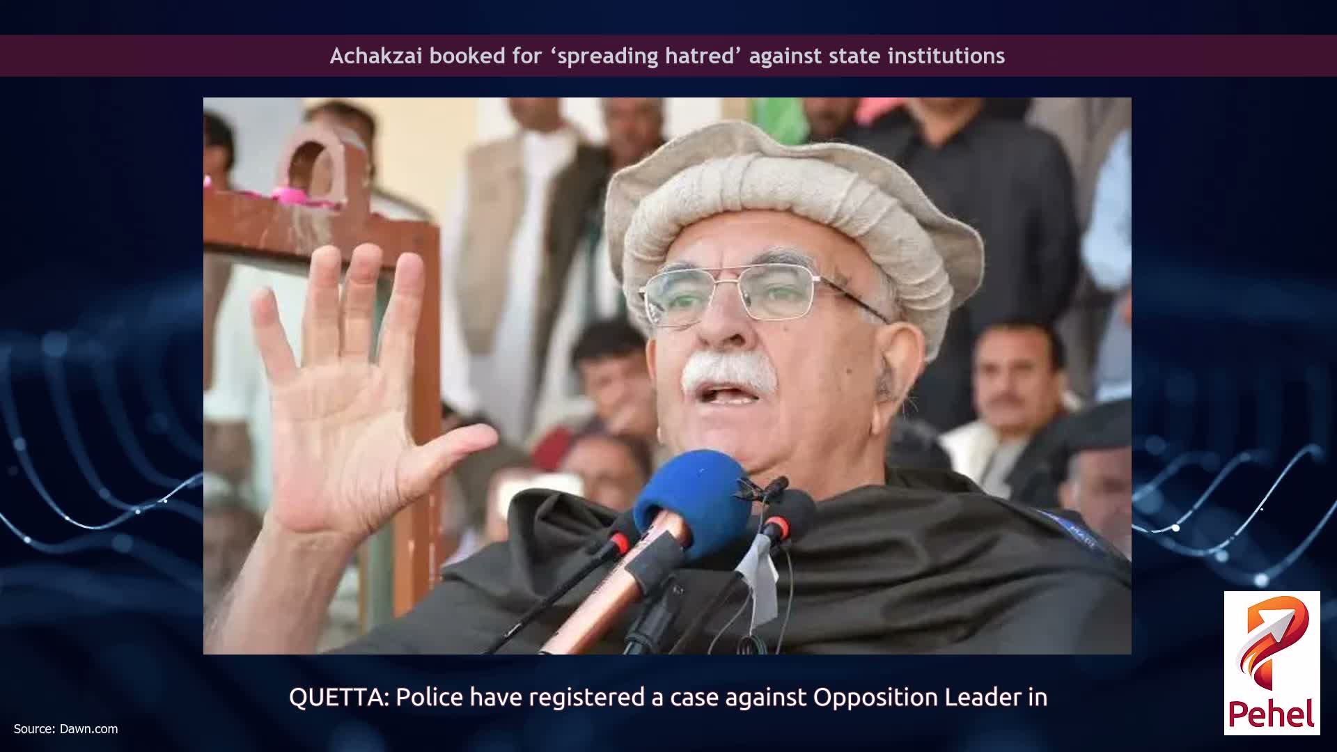 Achakzai booked for ‘spreading hatred’ against state institutions