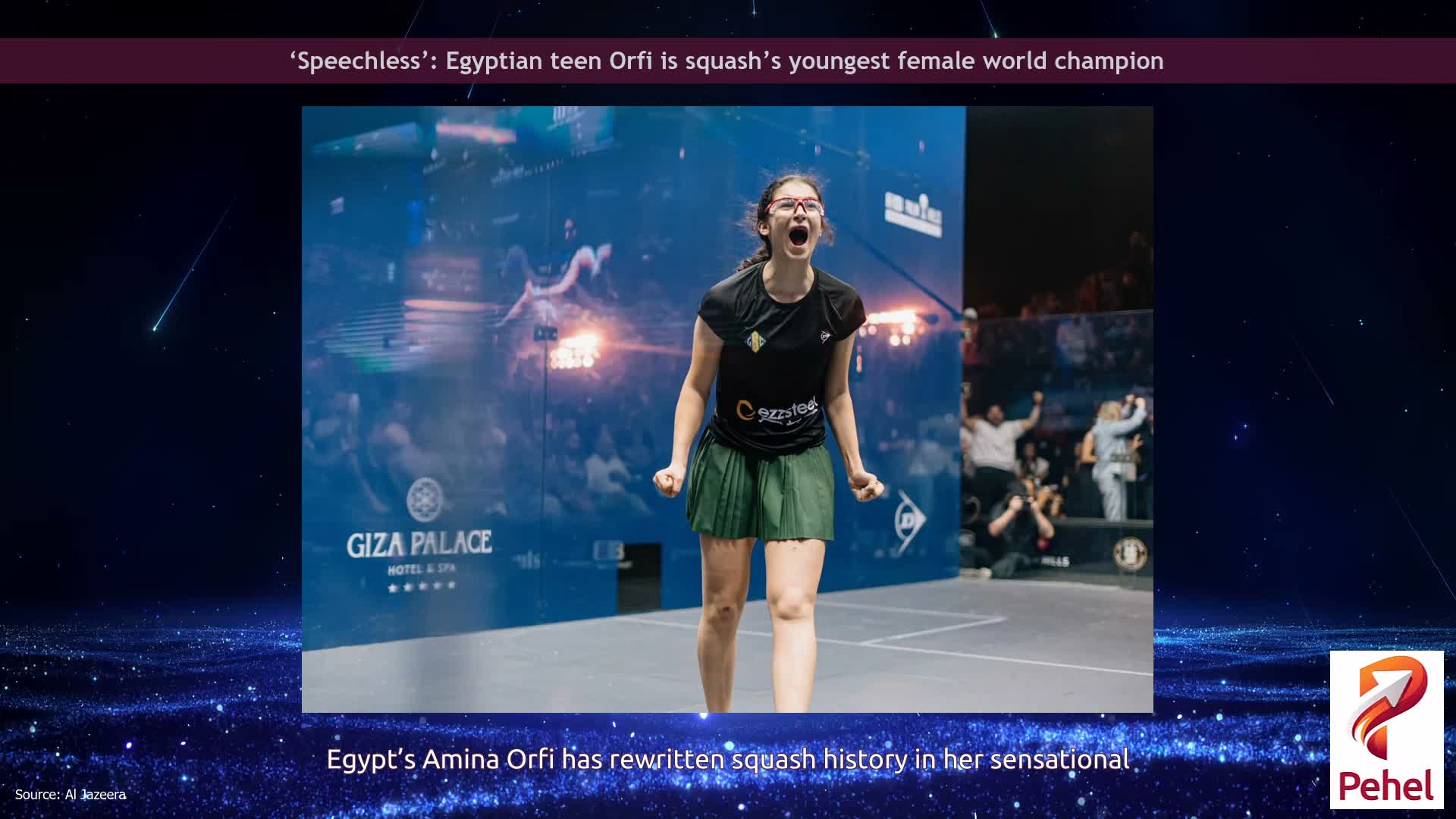 ‘Speechless’: Egyptian teen Orfi is squash’s youngest female world champion