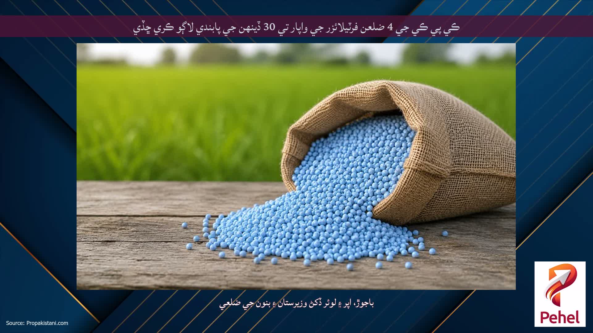 ڪي پي ڪي جي 4 ضلعن فرٽيلائزر جي واپار تي 30 ڏينهن جي پابندي لاڳو ڪري ڇڏي