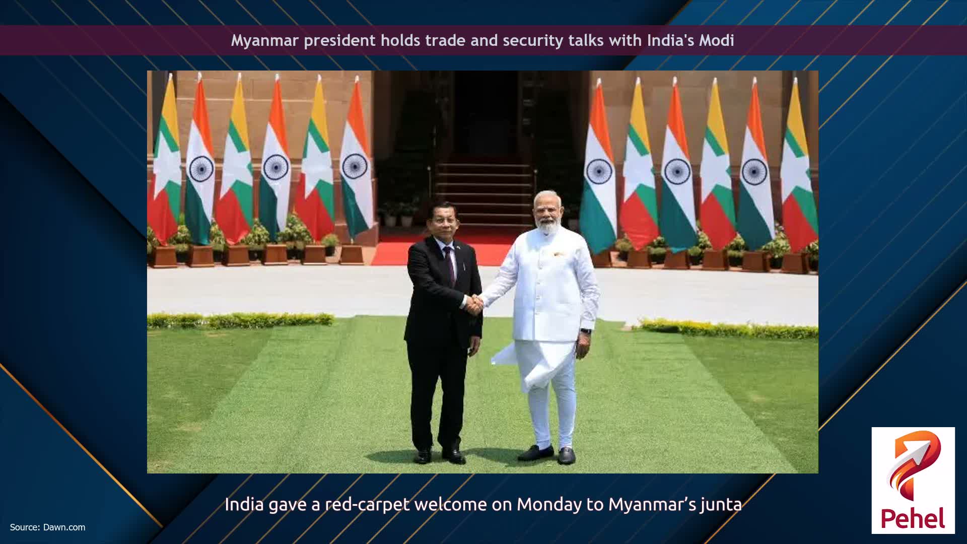 Myanmar president holds trade and security talks with India's Modi