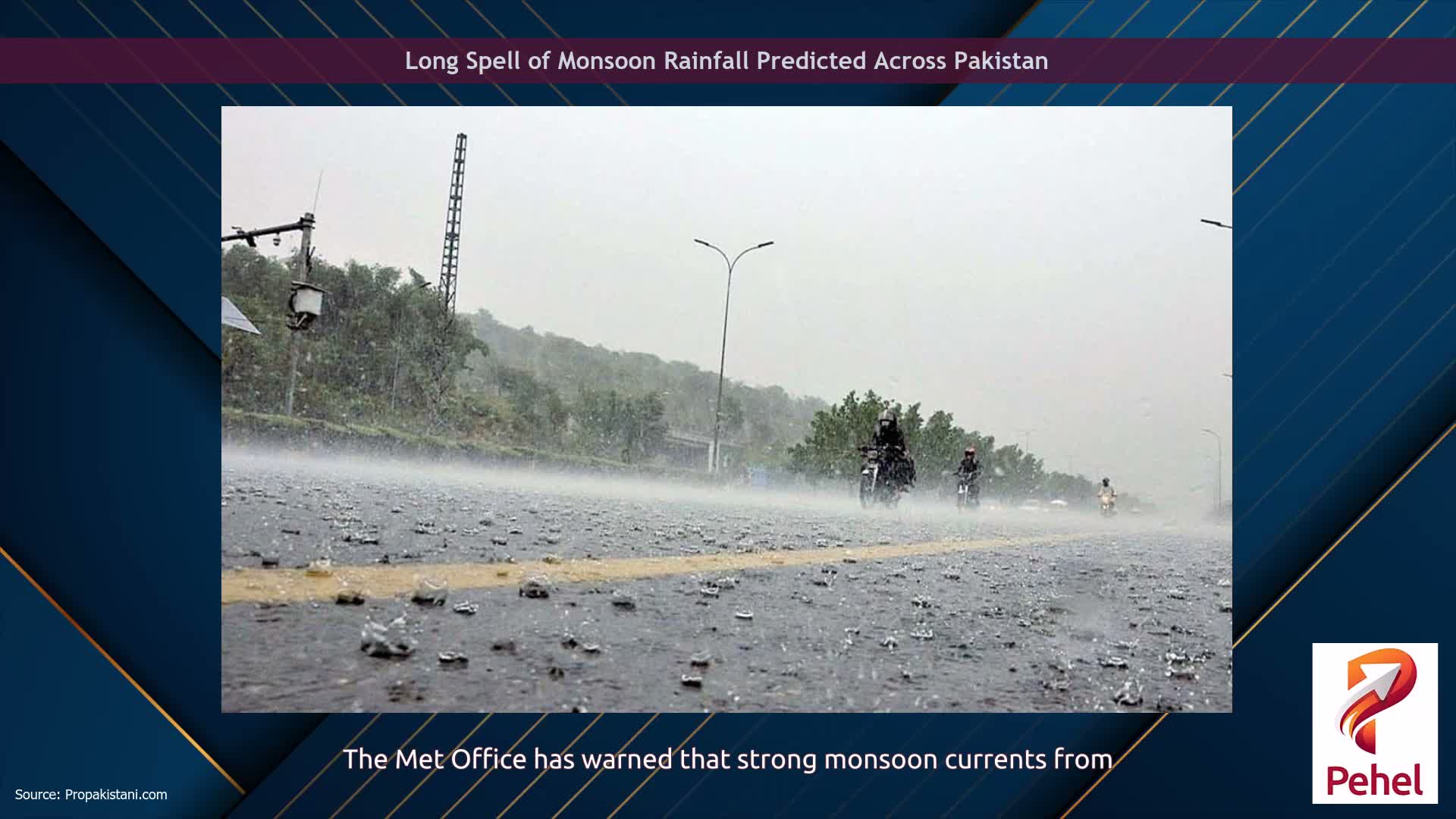 Long Spell of Monsoon Rainfall Predicted Across Pakistan