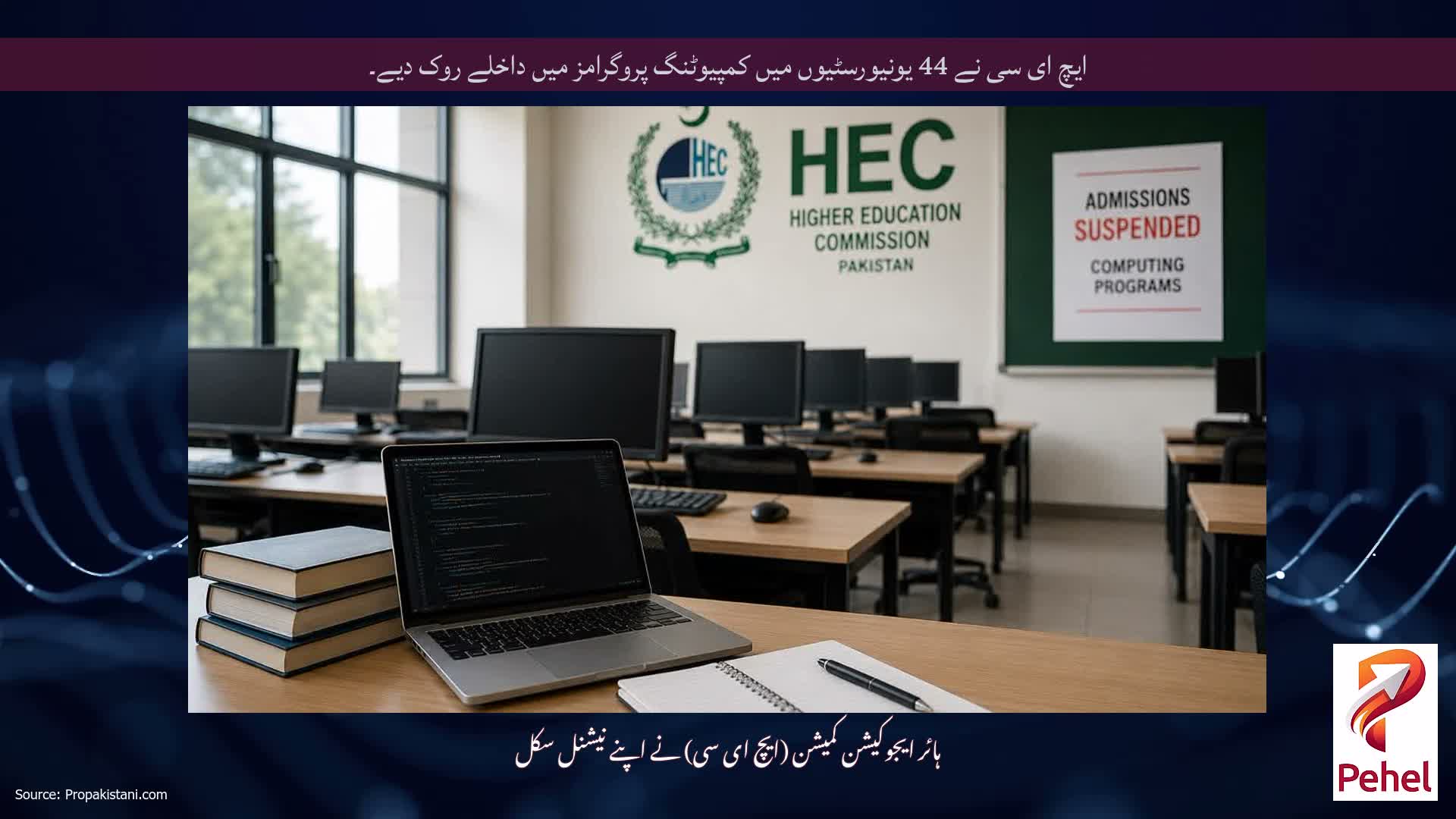ایچ ای سی نے 44 یونیورسٹیوں میں کمپیوٹنگ پروگرامز میں داخلے روک دیے۔