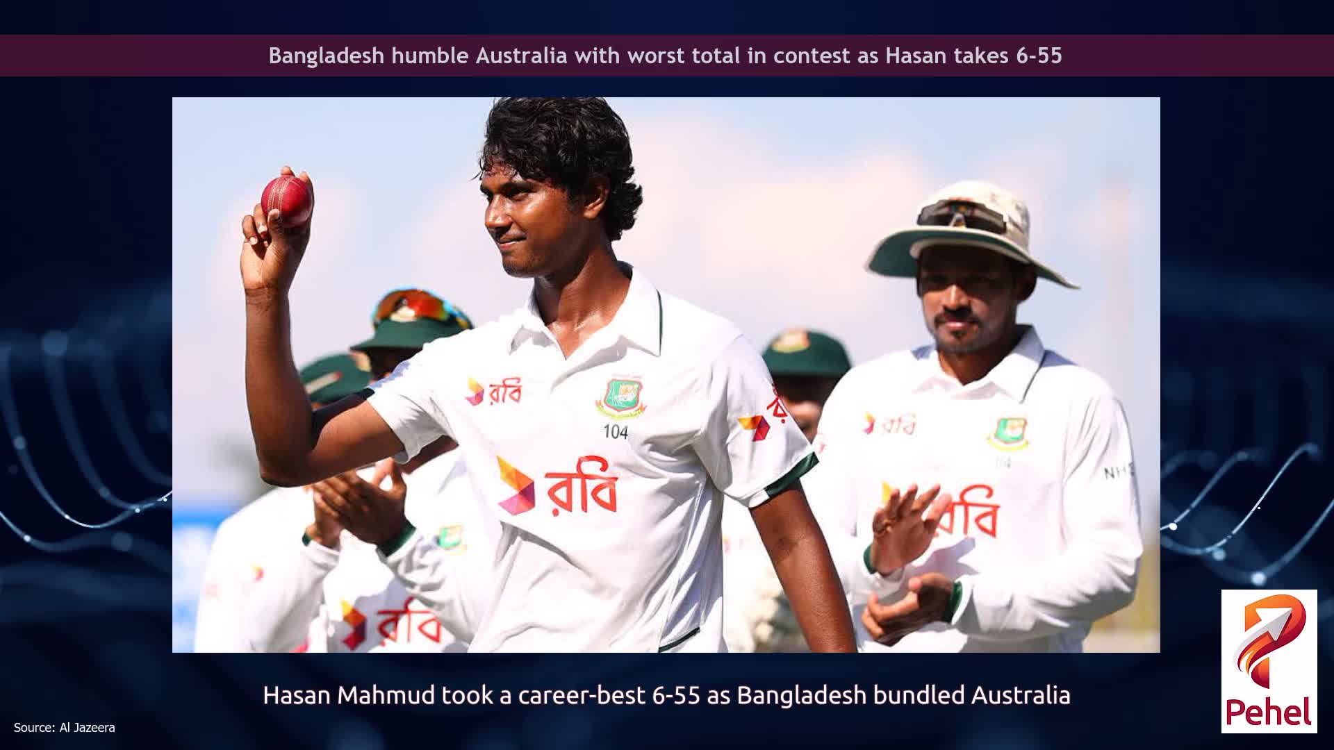 Bangladesh humble Australia with worst total in contest as Hasan takes 6-55