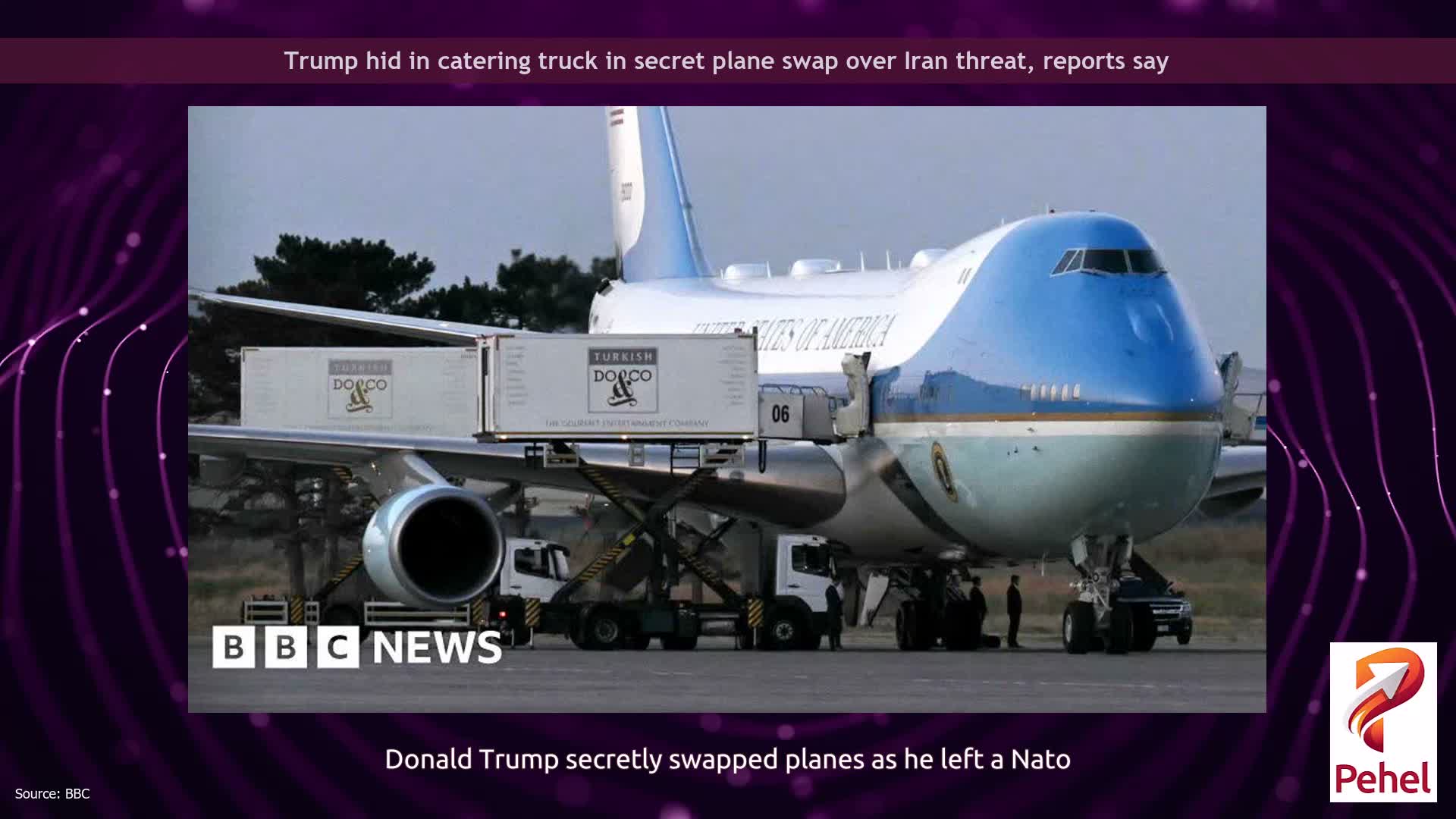 Trump hid in catering truck in secret plane swap over Iran threat, reports say