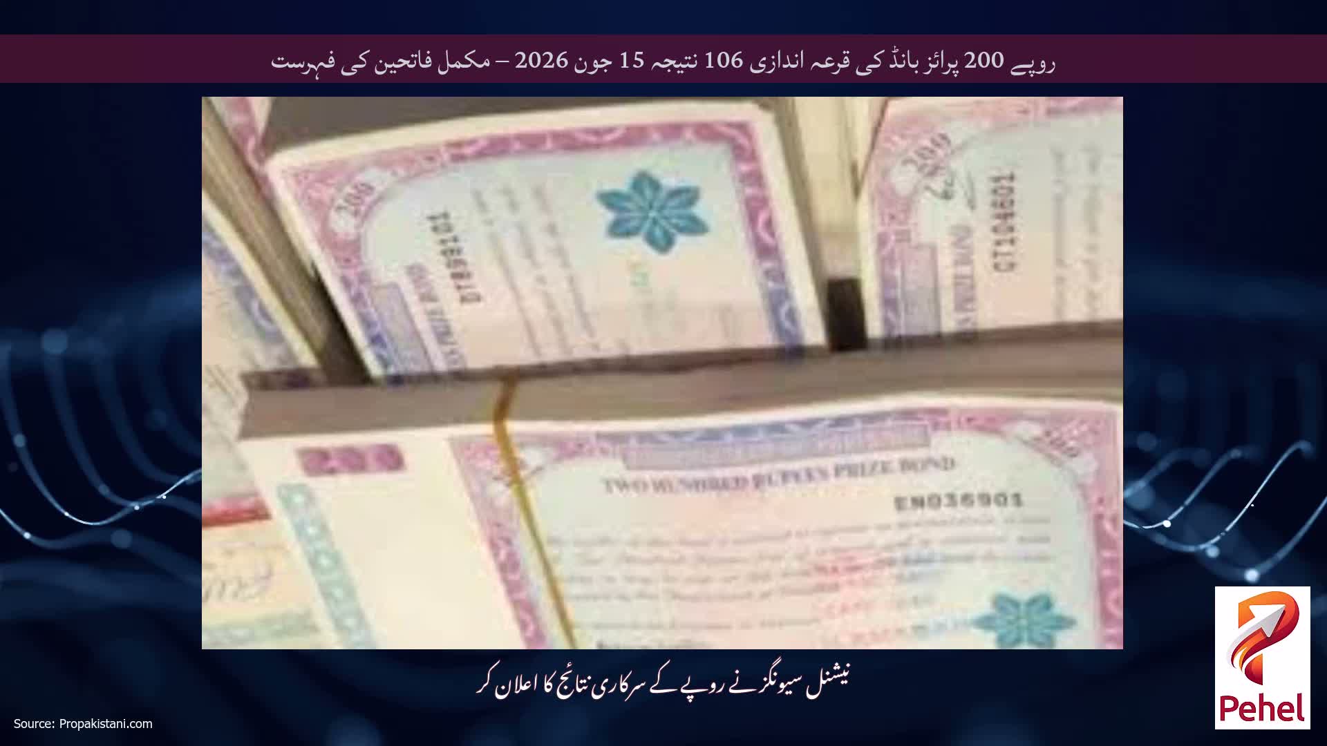 روپے 200 پرائز بانڈ کی قرعہ اندازی 106 نتیجہ 15 جون 2026 – مکمل فاتحین کی فہرست