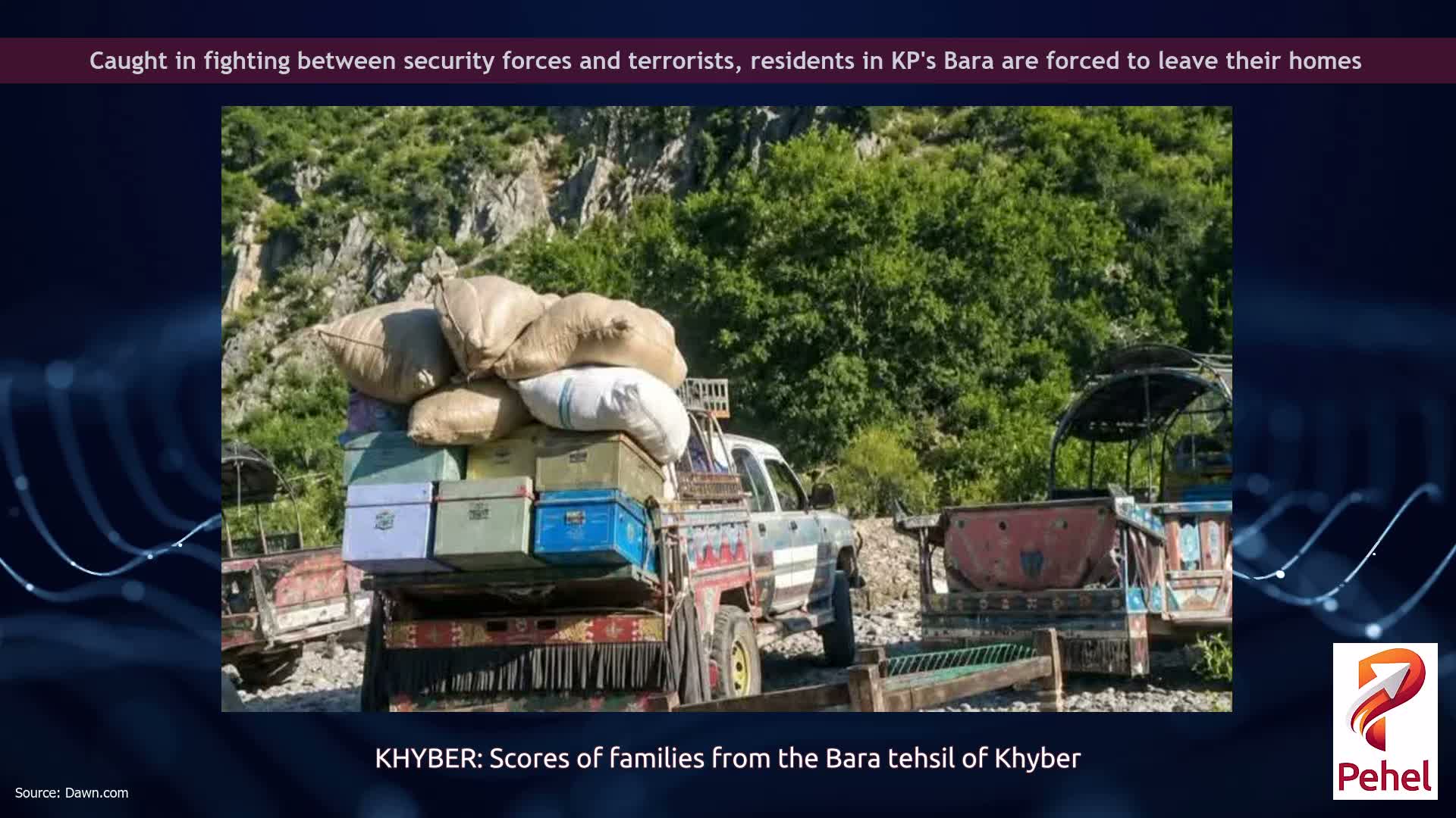 Caught in fighting between security forces and terrorists, residents in KP's Bara are forced to leave their homes