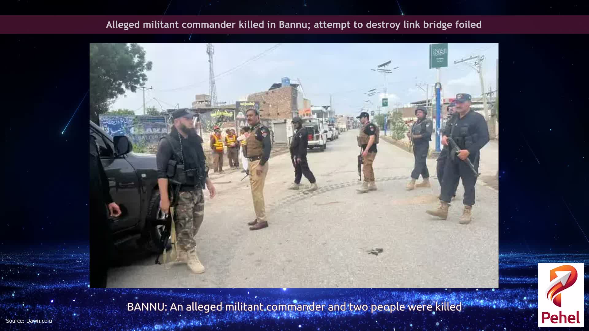 Alleged militant commander killed in Bannu; attempt to destroy link bridge foiled