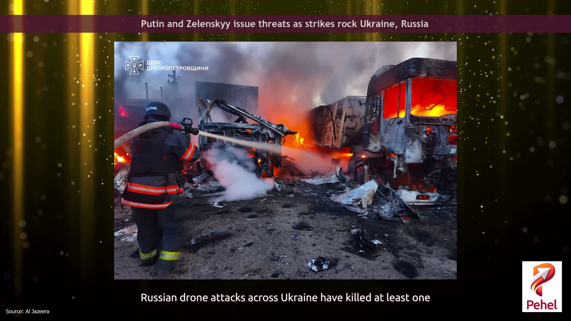 Putin and Zelenskyy issue threats as strikes rock Ukraine, Russia