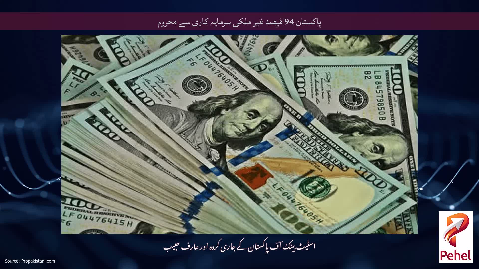 پاکستان 94 فیصد غیر ملکی سرمایہ کاری سے محروم