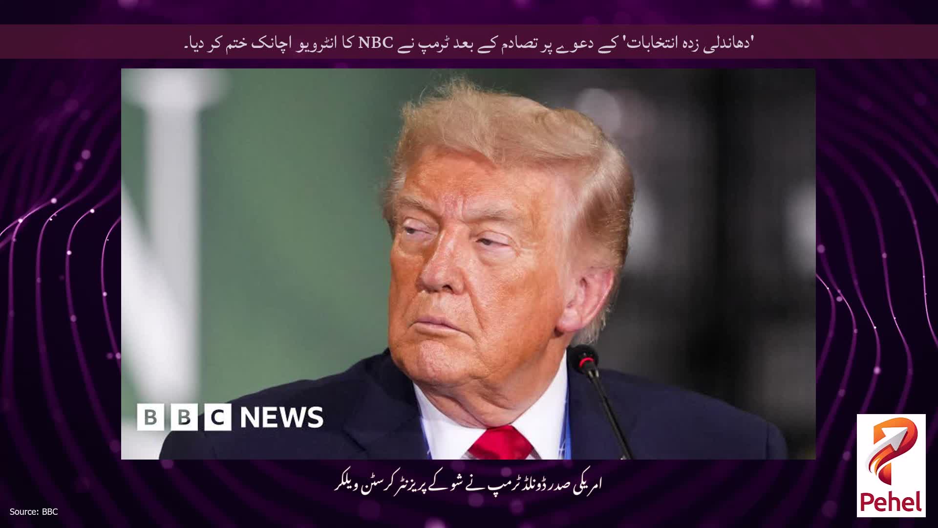 'دھاندلی زدہ انتخابات' کے دعوے پر تصادم کے بعد ٹرمپ نے NBC کا انٹرویو اچانک ختم کر دیا۔