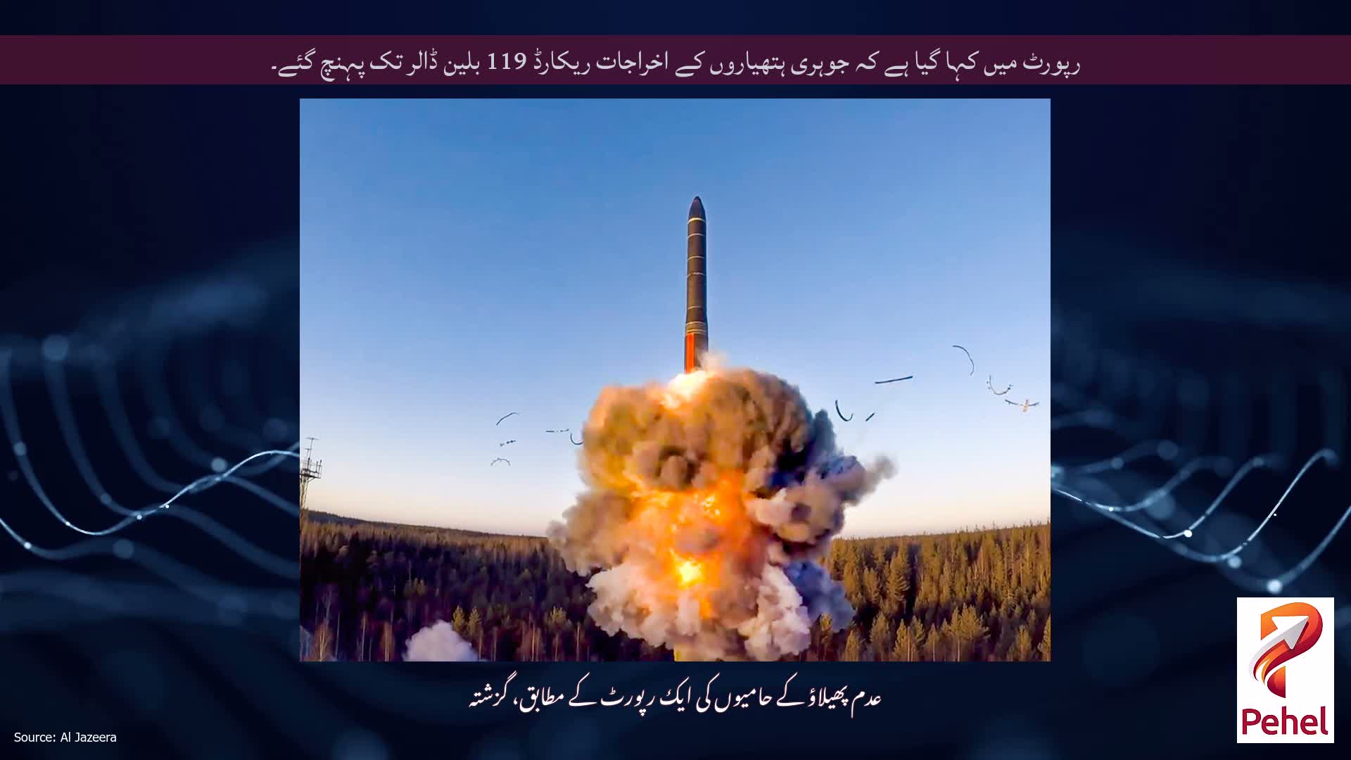 رپورٹ میں کہا گیا ہے کہ جوہری ہتھیاروں کے اخراجات ریکارڈ 119 بلین ڈالر تک پہنچ گئے۔