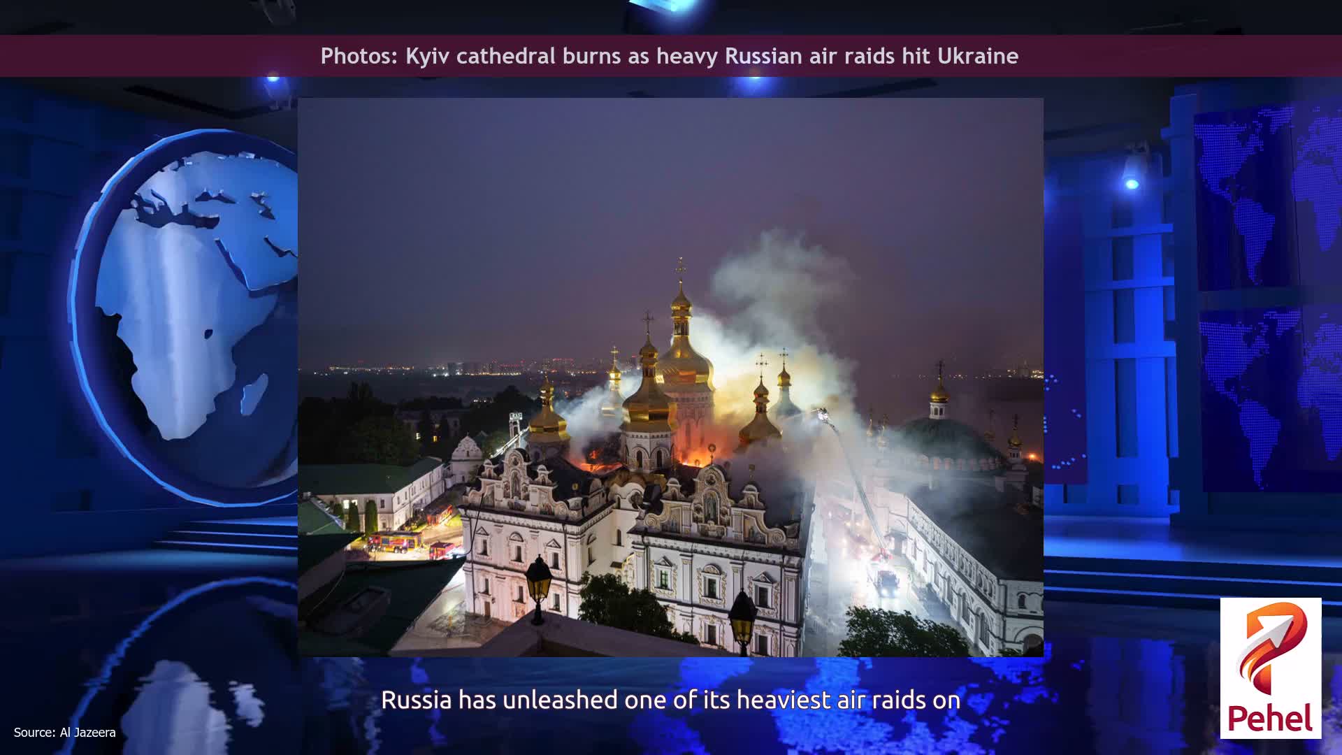 Photos: Kyiv cathedral burns as heavy Russian air raids hit Ukraine