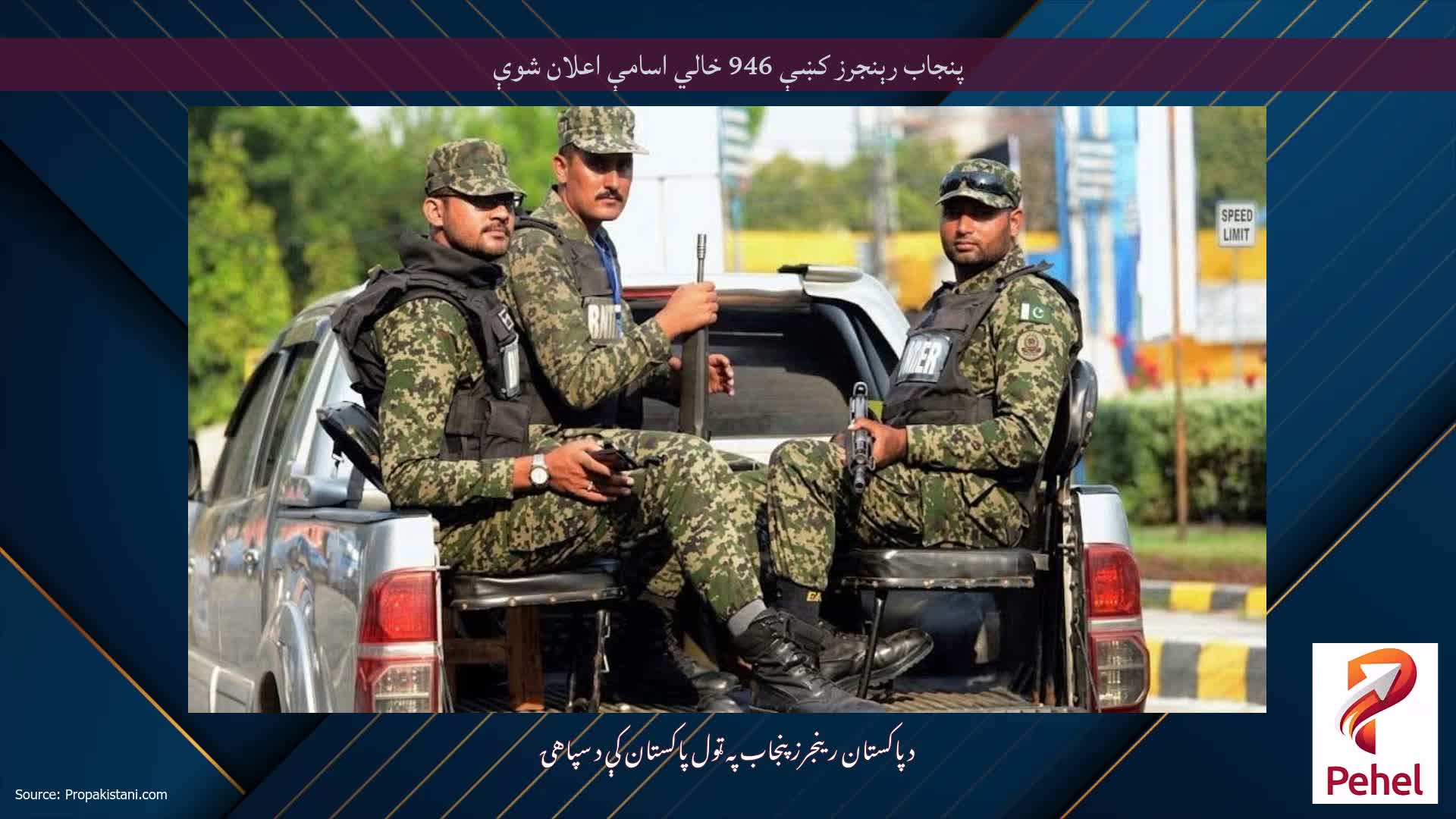 پنجاب رېنجرز کښې 946 خالي اسامې اعلان شوې