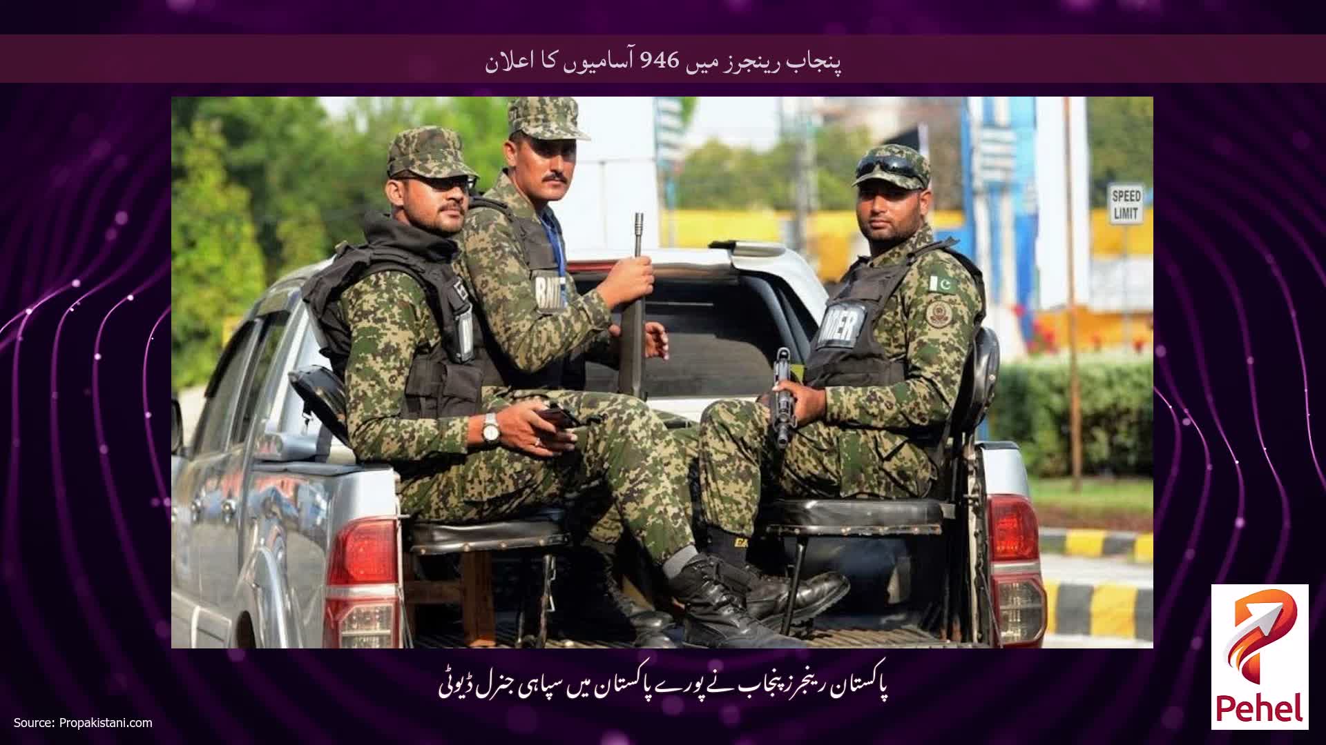 پنجاب رینجرز میں 946 آسامیوں کا اعلان
